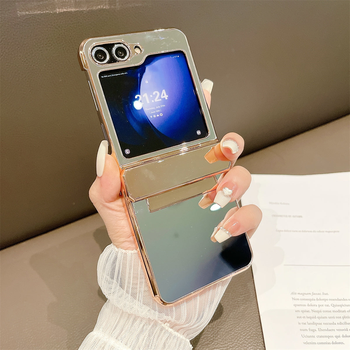 Mirror Surface Hard PC Case for Samsung Galaxy Z Flip5 5G Shockproof Case Anti-Drop Slim Phone Cover