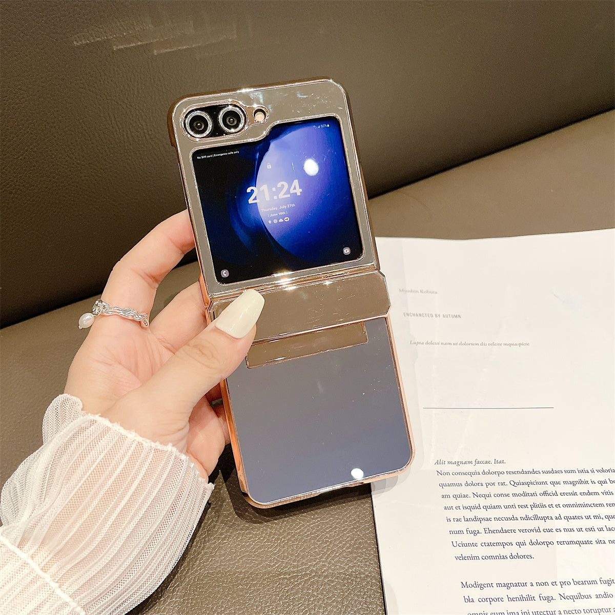 Mirror Surface Hard PC Case for Samsung Galaxy Z Flip5 5G Shockproof Case Anti-Drop Slim Phone Cover