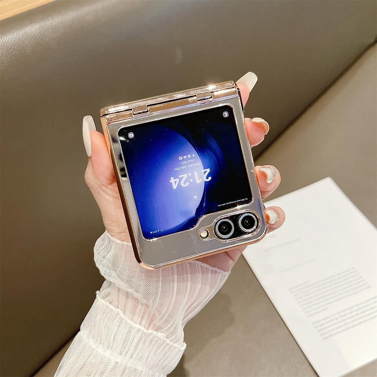 Mirror Surface Hard PC Case for Samsung Galaxy Z Flip5 5G Shockproof Case Anti-Drop Slim Phone Cover