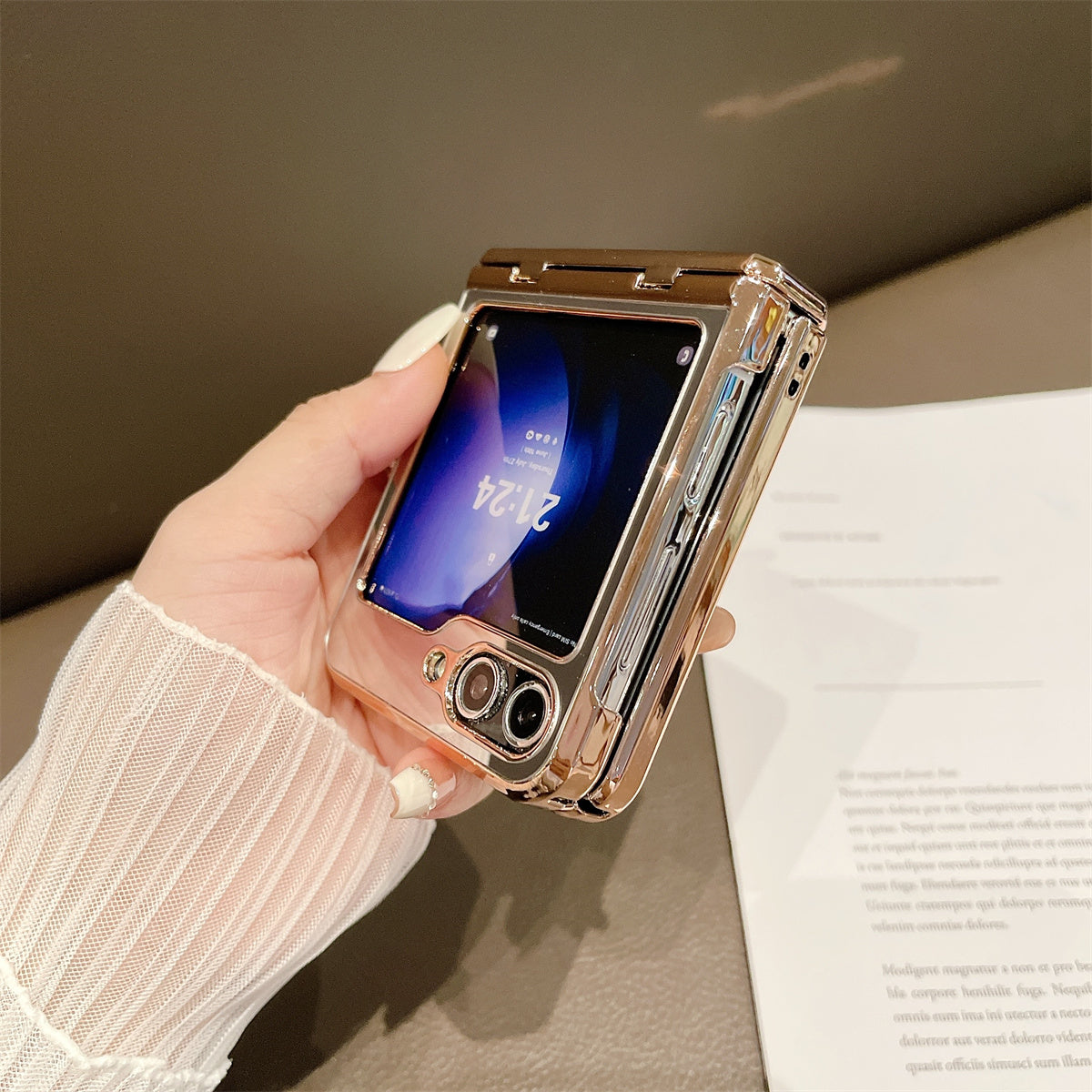 Mirror Surface Hard PC Case for Samsung Galaxy Z Flip5 5G Shockproof Case Anti-Drop Slim Phone Cover