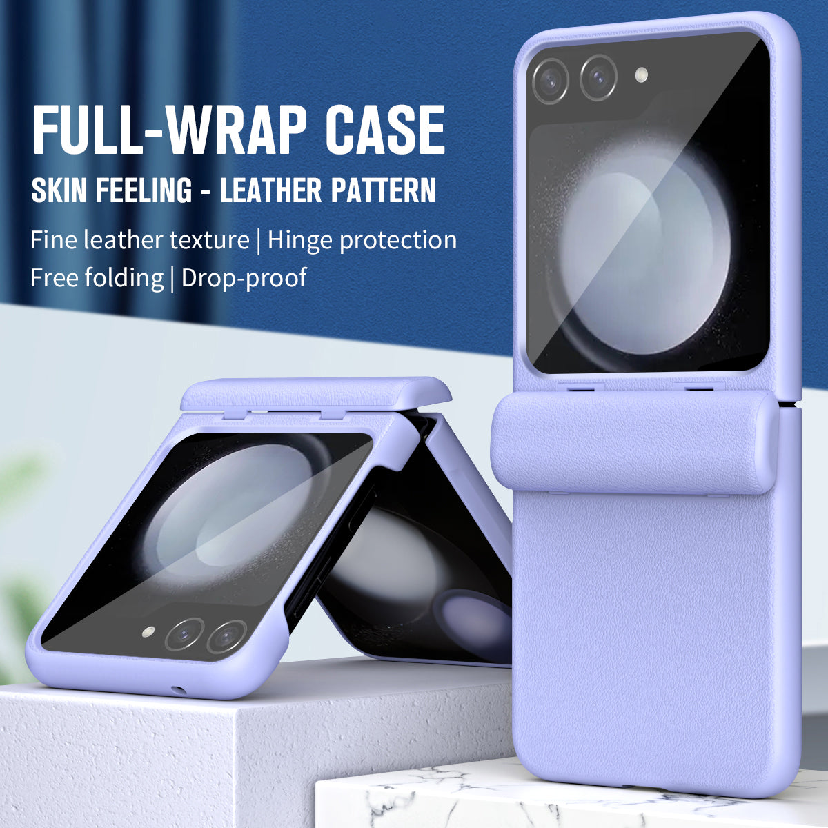 For Samsung Galaxy Z Flip5 5G PU Leather Coated PC Phone Case Hinge Protection Cover with Small Screen Film