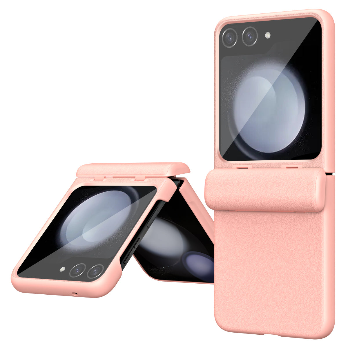 For Samsung Galaxy Z Flip5 5G PU Leather Coated PC Phone Case Hinge Protection Cover with Small Screen Film