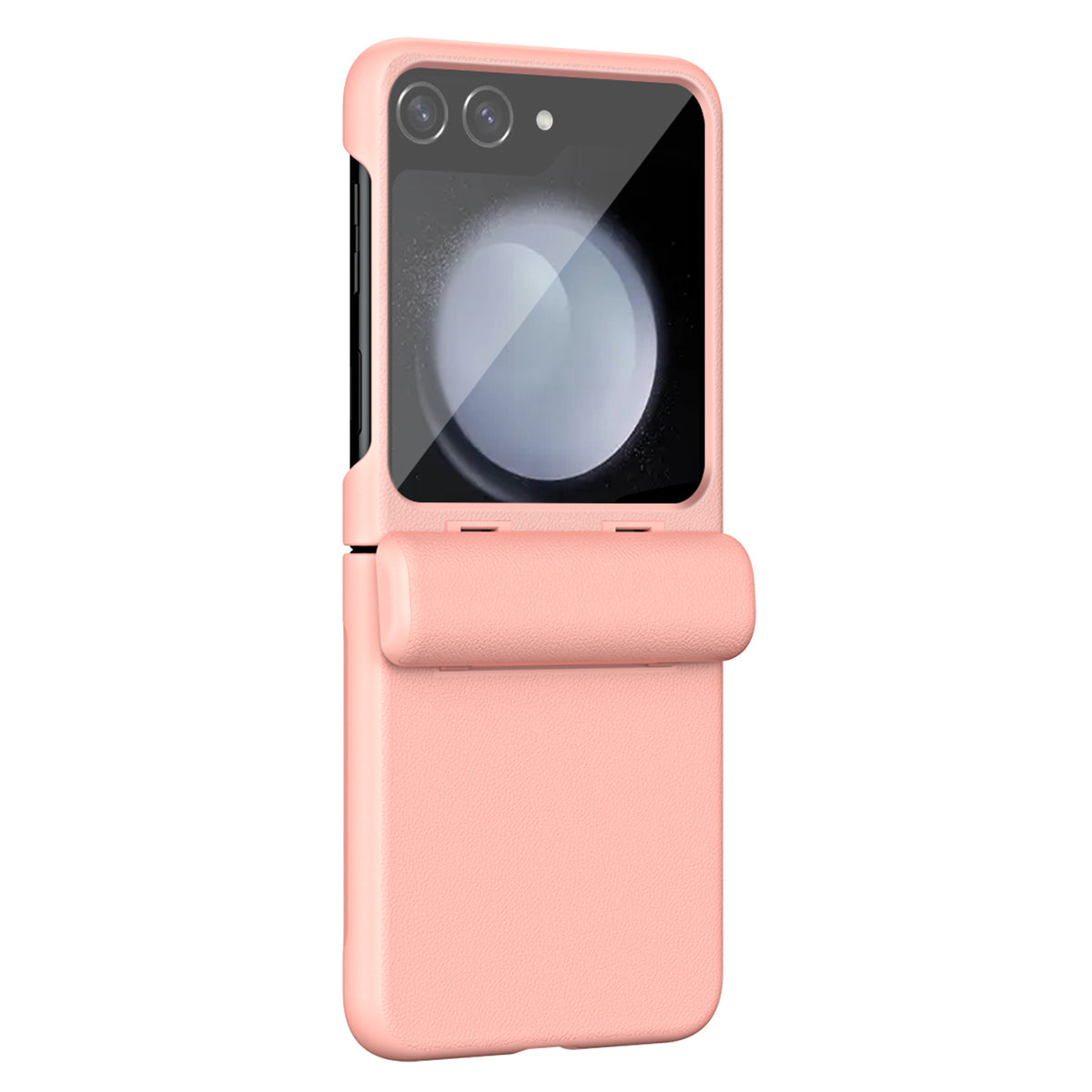 For Samsung Galaxy Z Flip5 5G PU Leather Coated PC Phone Case Hinge Protection Cover with Small Screen Film