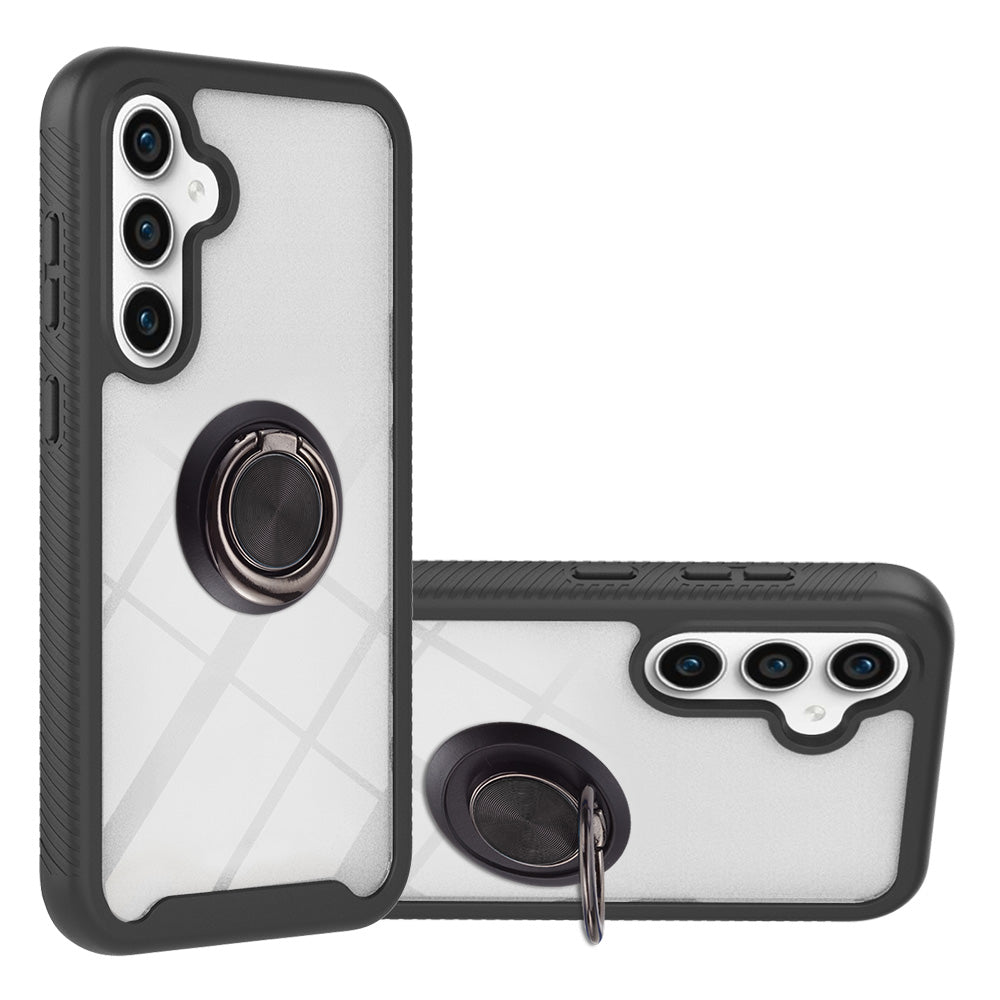 YB PC Series-5 for Samsung Galaxy S23 FE Ring Kickstand Phone Case PC TPU Anti-Scratch Back Cover