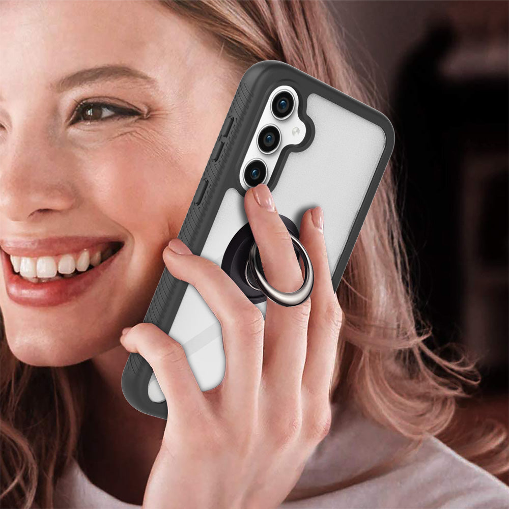 YB PC Series-5 for Samsung Galaxy S23 FE Ring Kickstand Phone Case PC TPU Anti-Scratch Back Cover