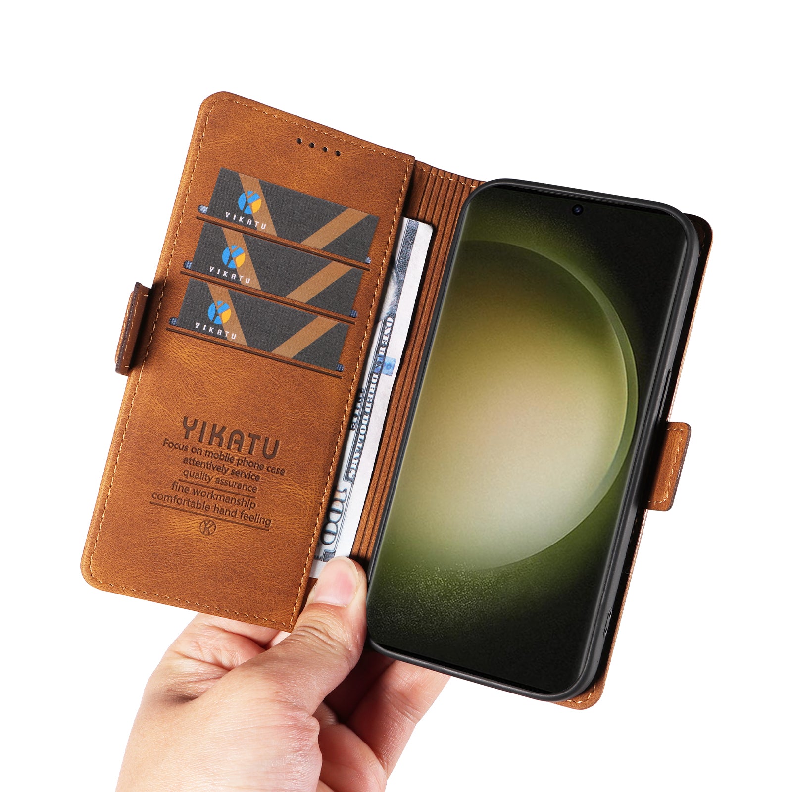 YIKATU YK-005 For Samsung Galaxy S23 Ultra Phone Wallet Case Skin-touch Leather Stand Cover