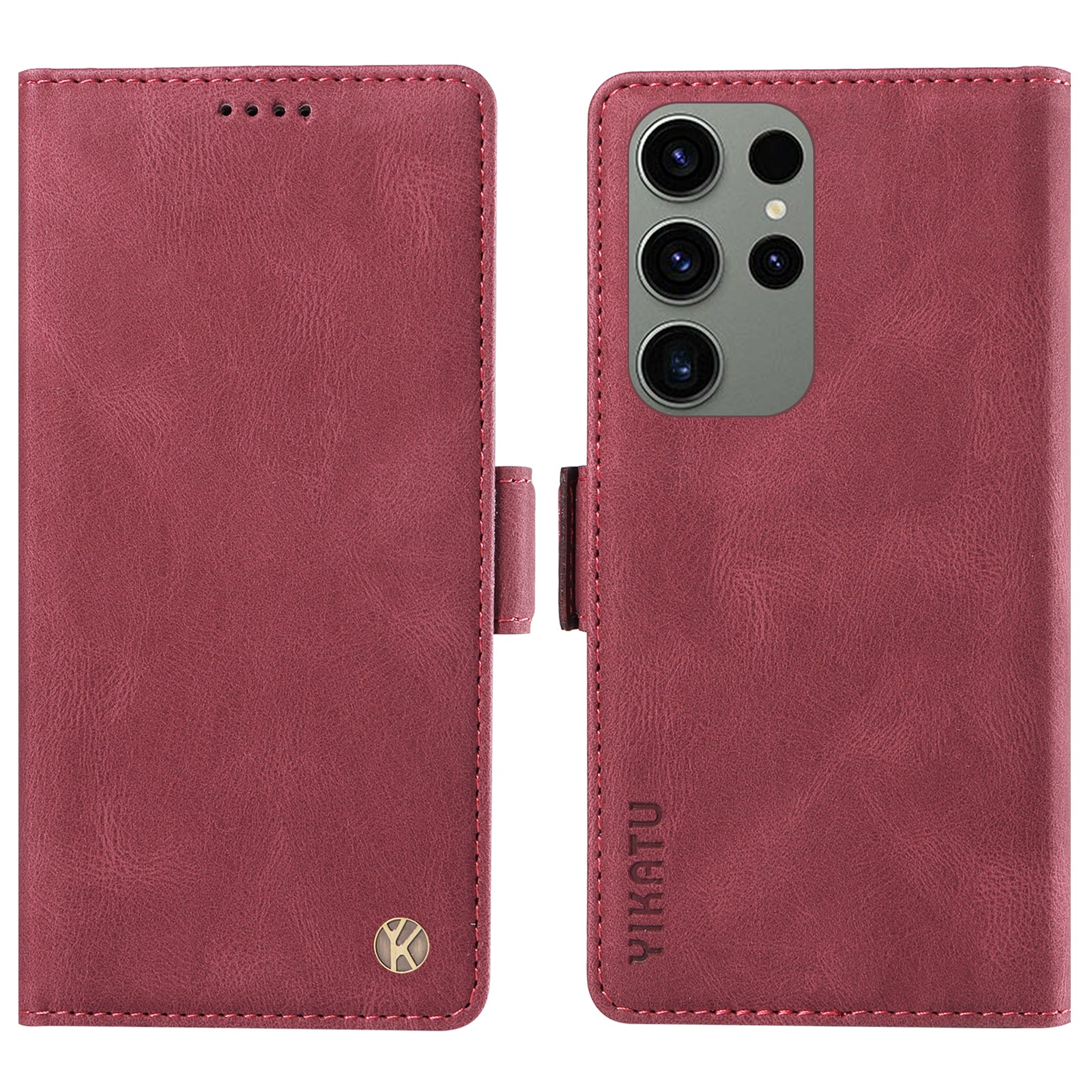 YIKATU YK-005 For Samsung Galaxy S23 Ultra Phone Wallet Case Skin-touch Leather Stand Cover