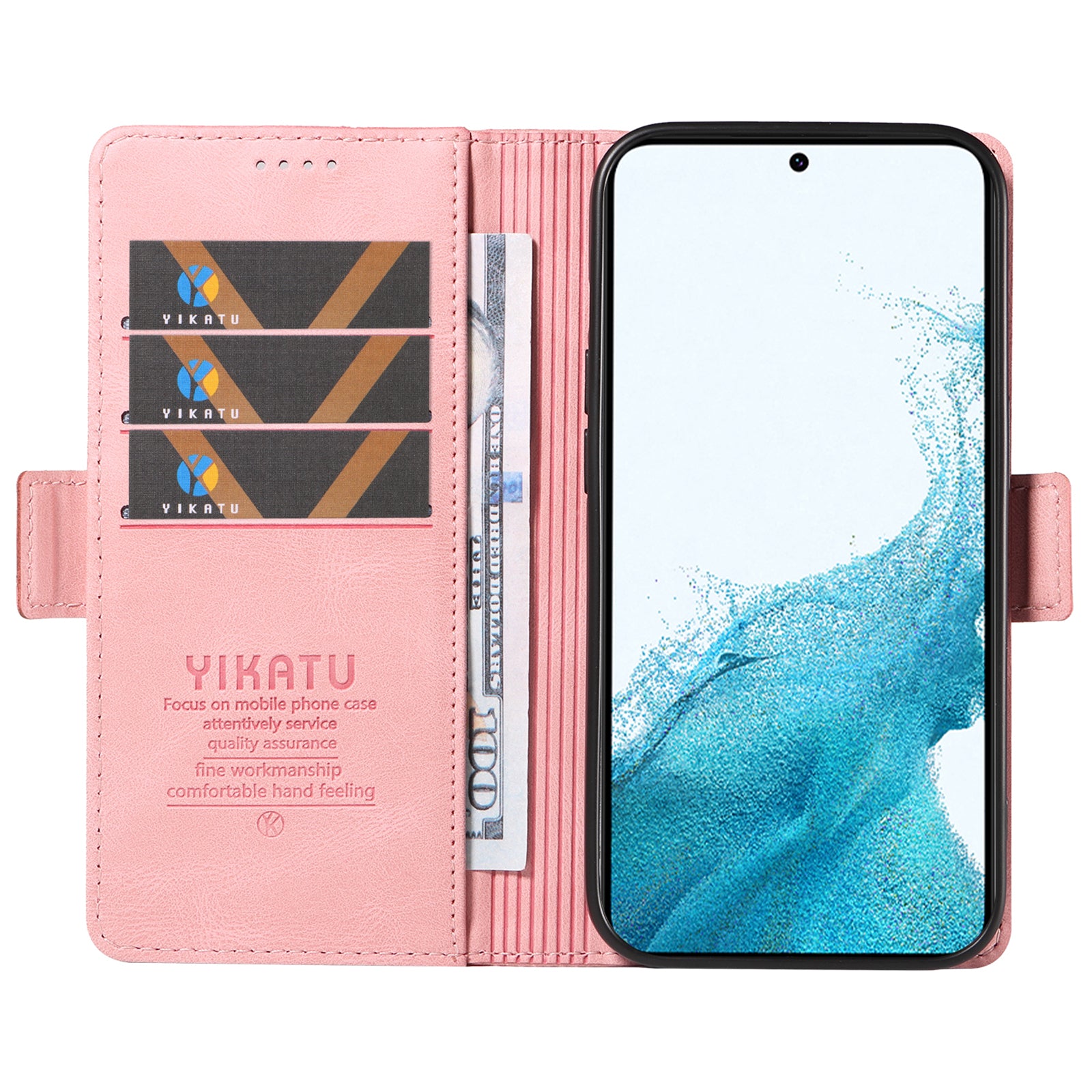 YIKATU YK-005 For Samsung Galaxy S23 Wallet Case Skin-touch PU Leather Stand Phone Cover