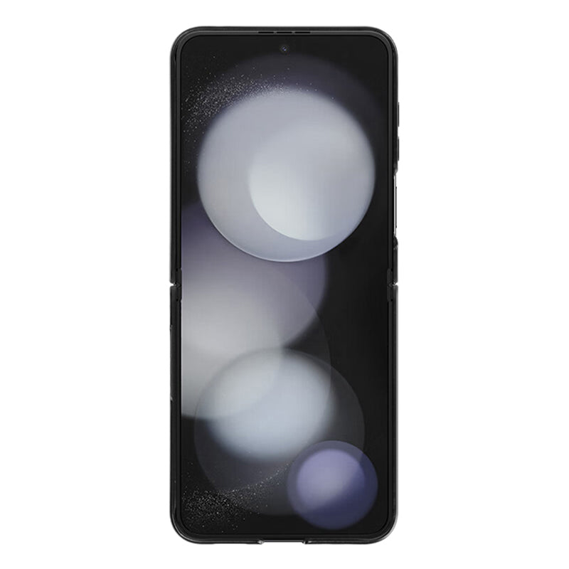 For Samsung Galaxy Z Flip5 5G Litchi Texture Phone Case Genuine Cow Leather Coated PC+TPU Back Cover - Black