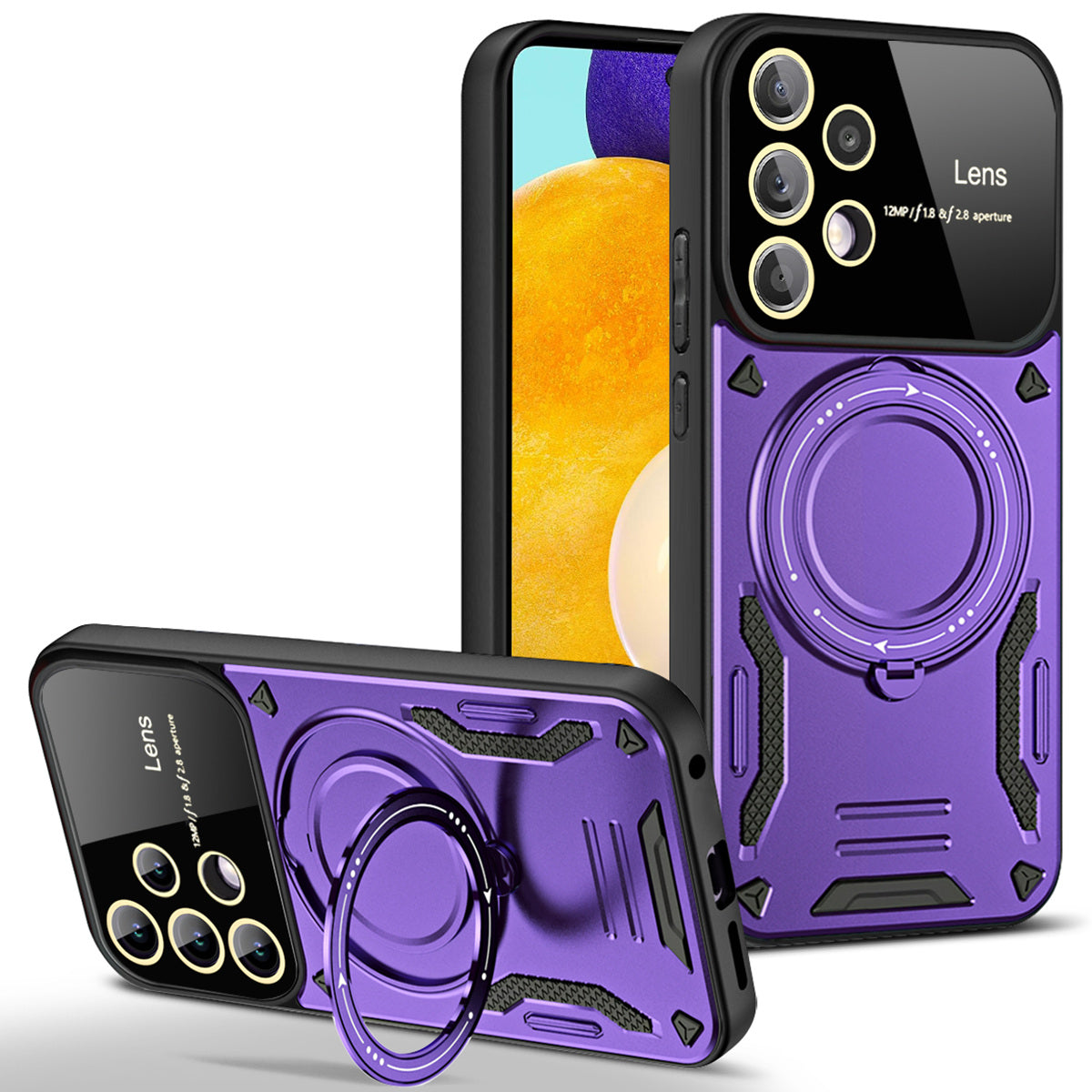 For Samsung Galaxy A52 4G A52s 5G A52 5G Ring Kickstand Case PC TPU Phone Cover Compatible with MagSafe