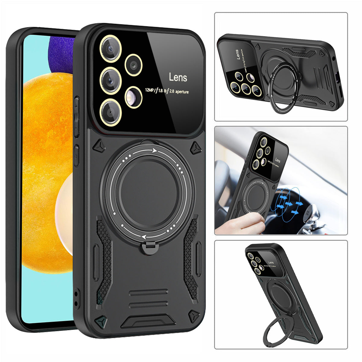 For Samsung Galaxy A52 4G A52s 5G A52 5G Ring Kickstand Case PC TPU Phone Cover Compatible with MagSafe