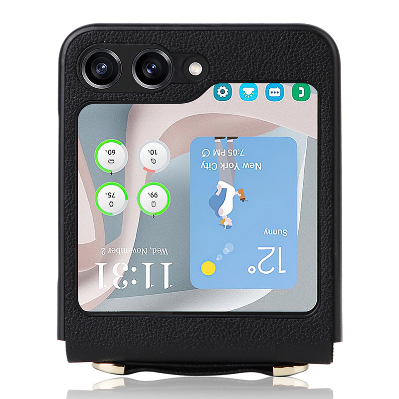 For Samsung Galaxy Z Flip5 5G One-Piece PU PC Phone Case Cell Phone Protective Cover with Long Strap