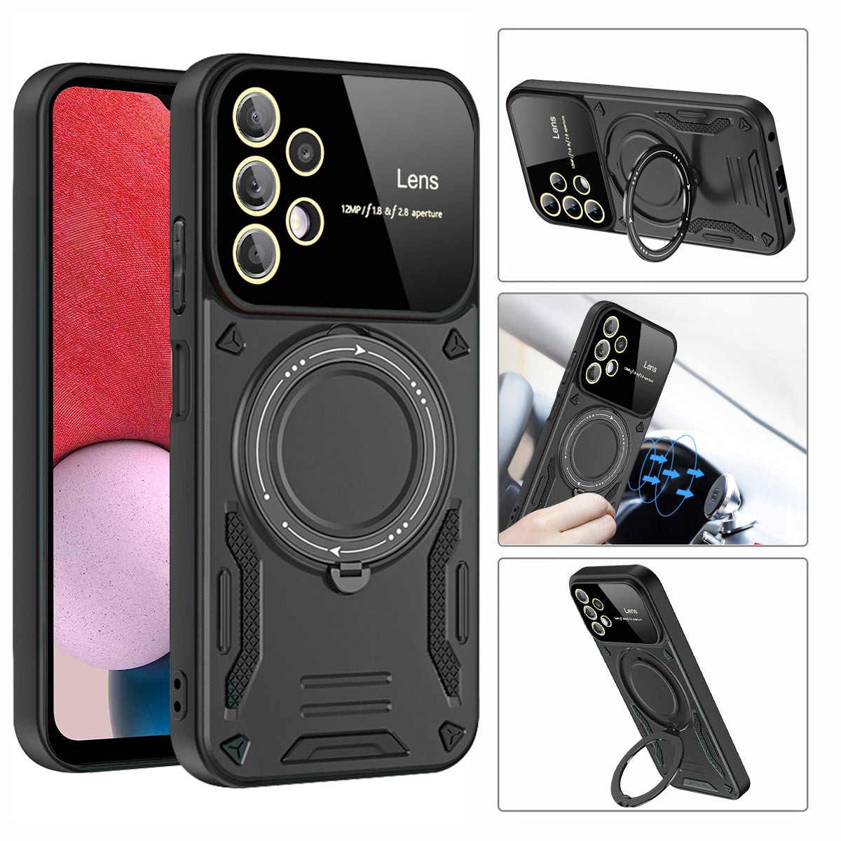 For Samsung Galaxy A13 4G 5G Rotating Kickstand Back Case PC TPU Phone Cover Compatible with MagSafe