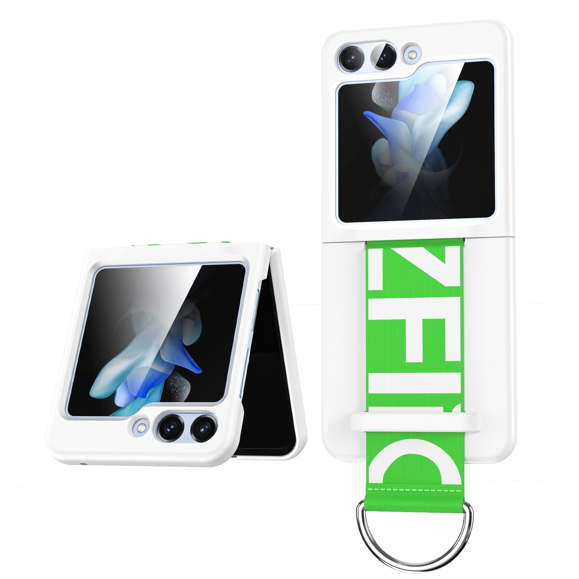 Shockproof Slim Case for Samsung Galaxy Z Flip5 5G Matte Hand Strap Hard PC Phone Case with Metal Ring Buckle