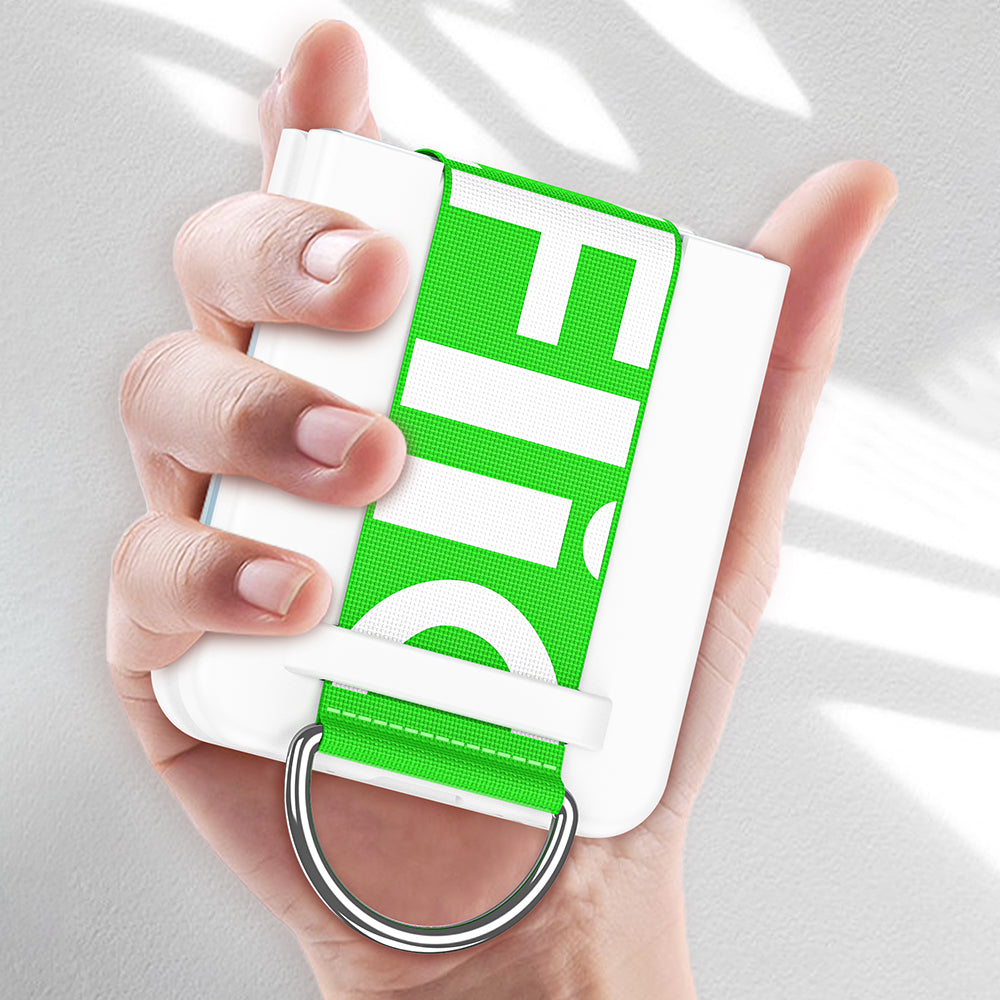 Shockproof Slim Case for Samsung Galaxy Z Flip5 5G Matte Hand Strap Hard PC Phone Case with Metal Ring Buckle