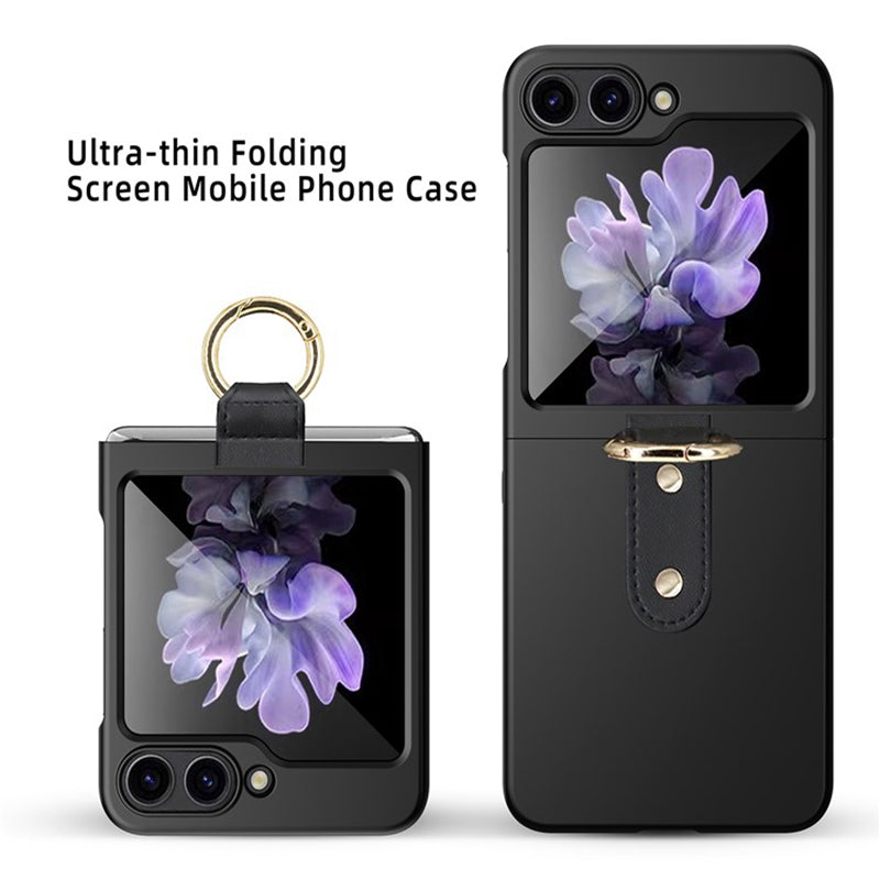 For Samsung Galaxy Z Flip5 5G Hard PC Phone Case Kickstand Shockproof Cover with Tempered Glass Back Film
