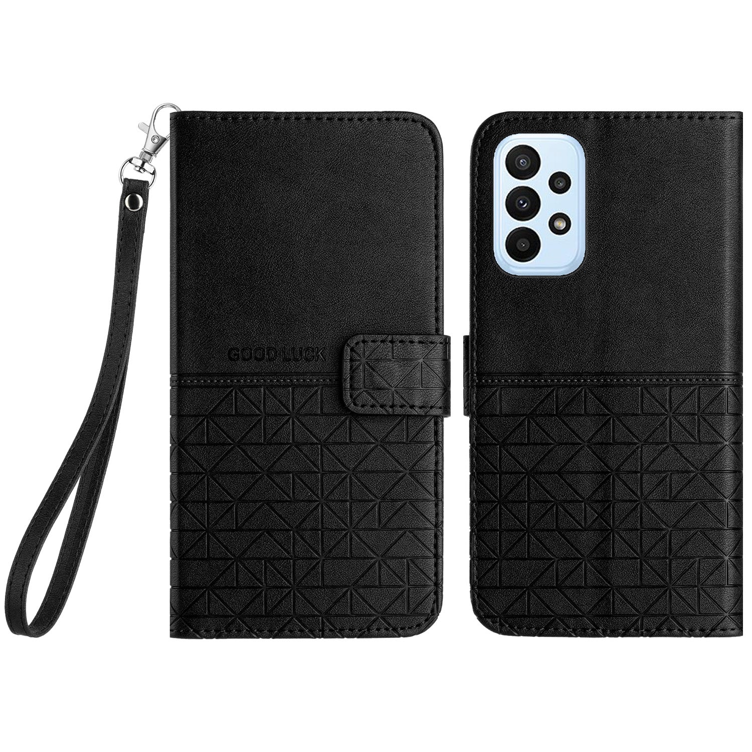 For Samsung Galaxy A53 5G Microfiber Leather Phone Case Geometric Imprinted Stand Phone Cover