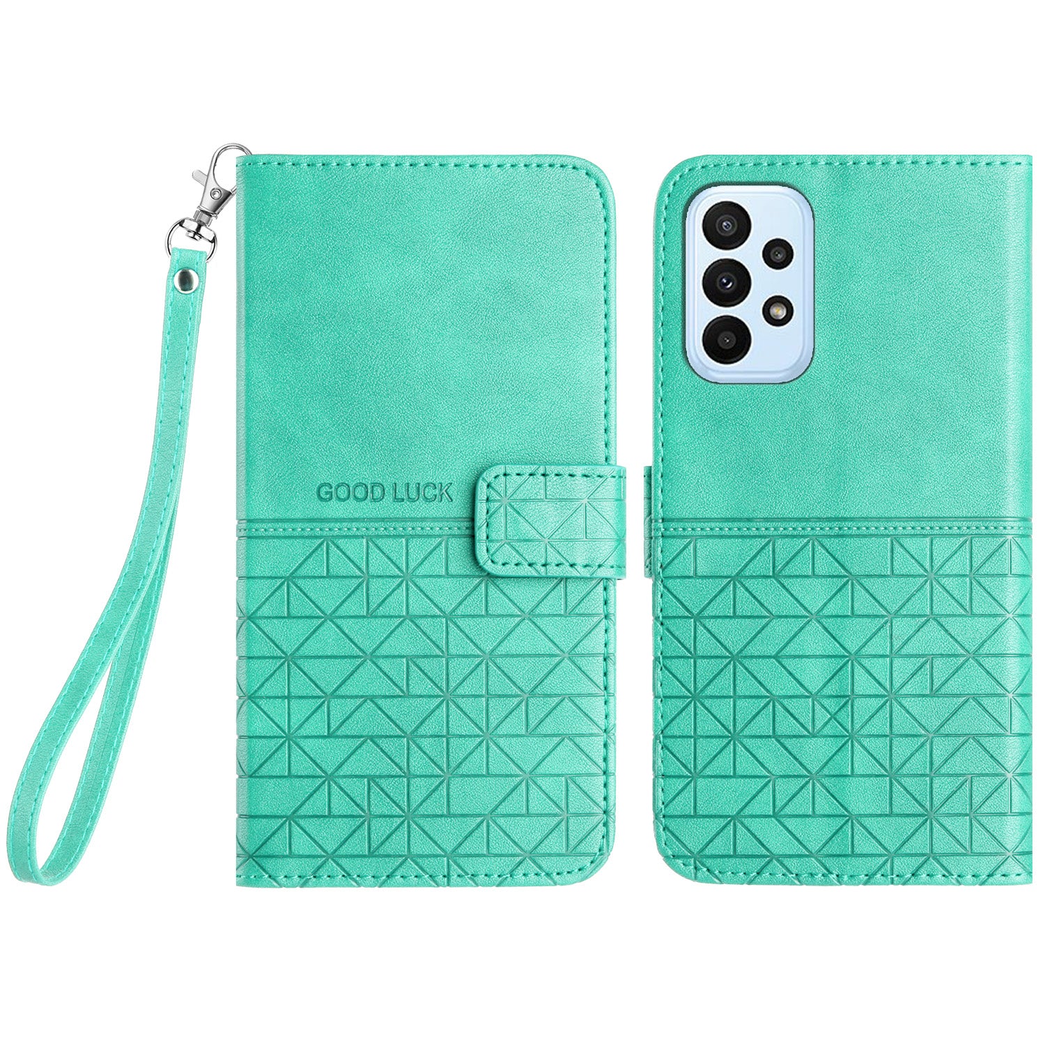 For Samsung Galaxy A53 5G Microfiber Leather Phone Case Geometric Imprinted Stand Phone Cover