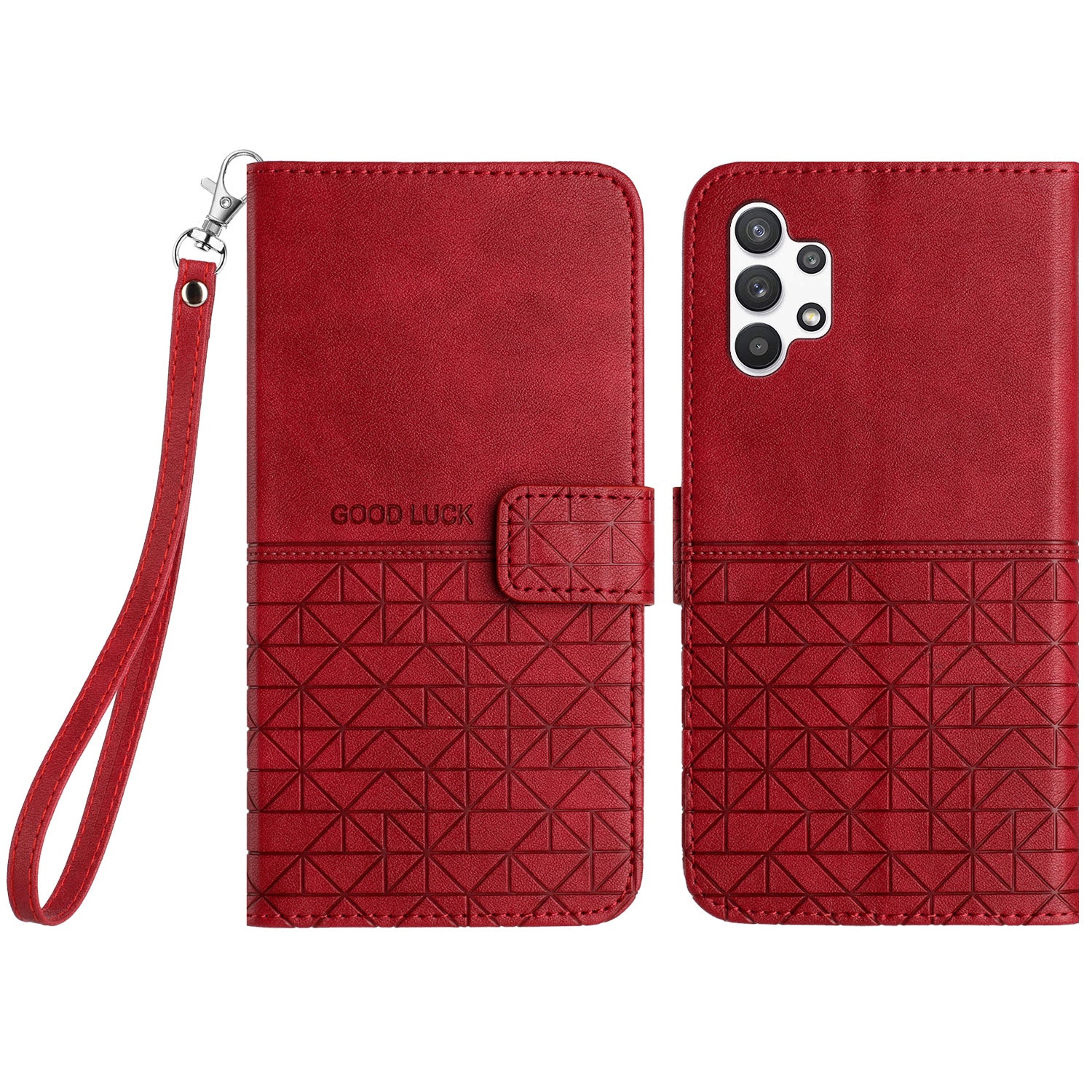 Stand Wallet Case for Samsung Galaxy A32 4G (EU Version) Microfiber Leather Geometric Imprinted Cover