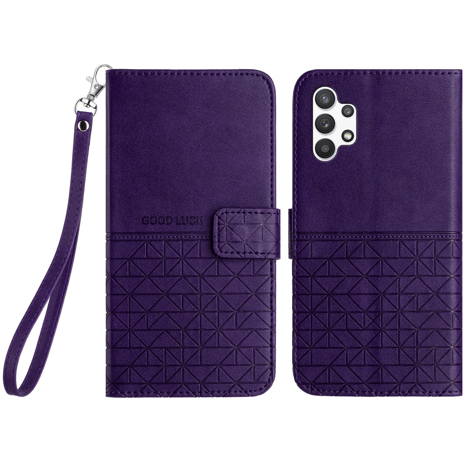 Stand Wallet Case for Samsung Galaxy A32 4G (EU Version) Microfiber Leather Geometric Imprinted Cover