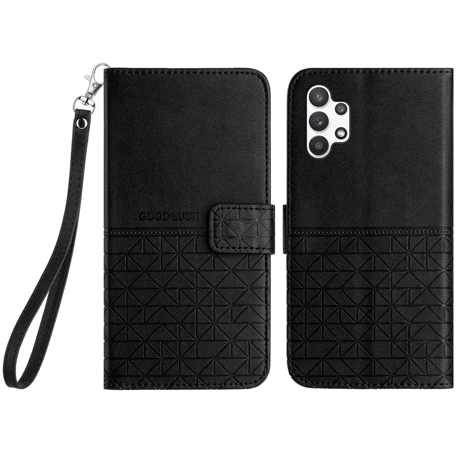 Stand Wallet Case for Samsung Galaxy A32 4G (EU Version) Microfiber Leather Geometric Imprinted Cover