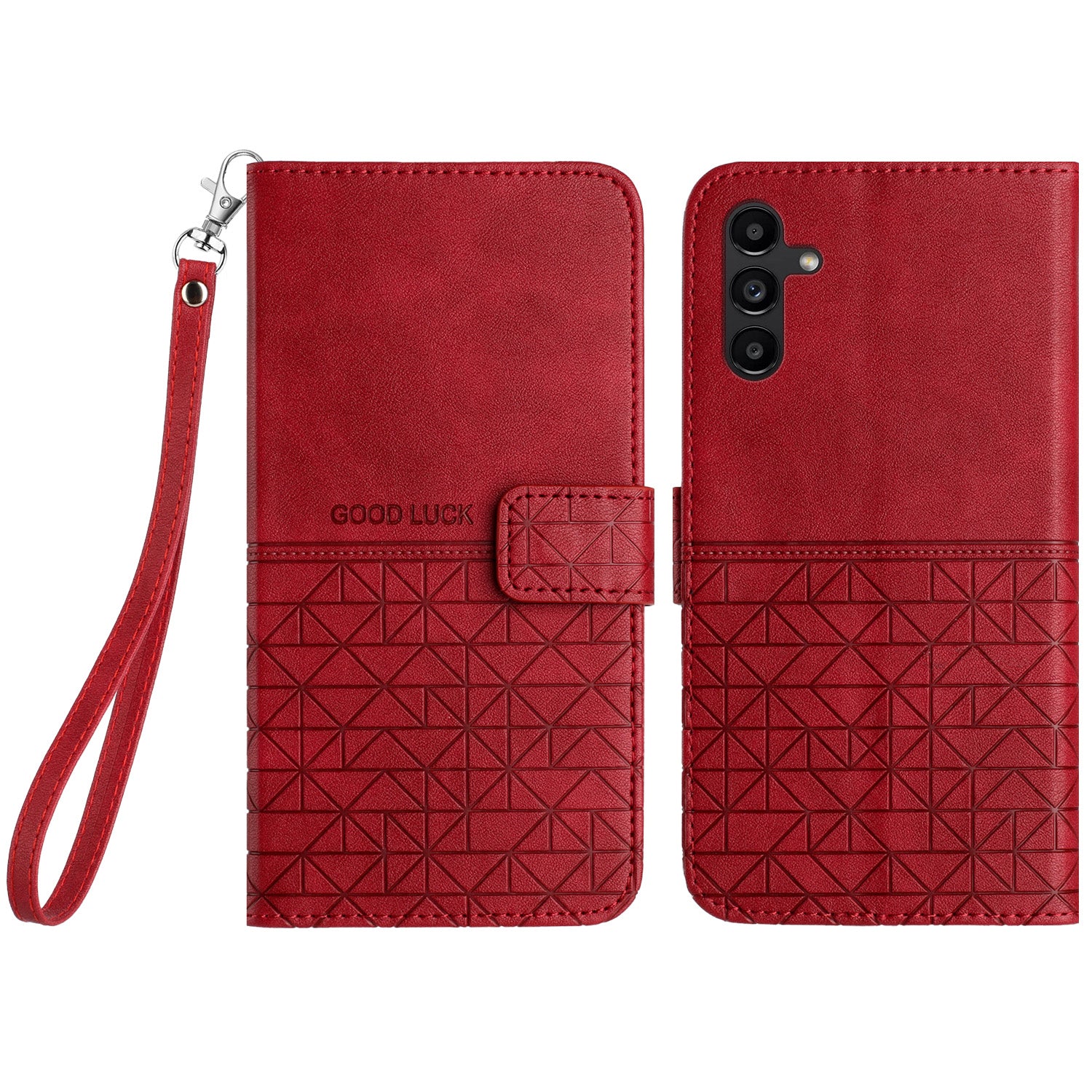 Microfiber Leather Phone Case for Samsung Galaxy A34 5G Geometric Imprinted Stand Wallet Cover