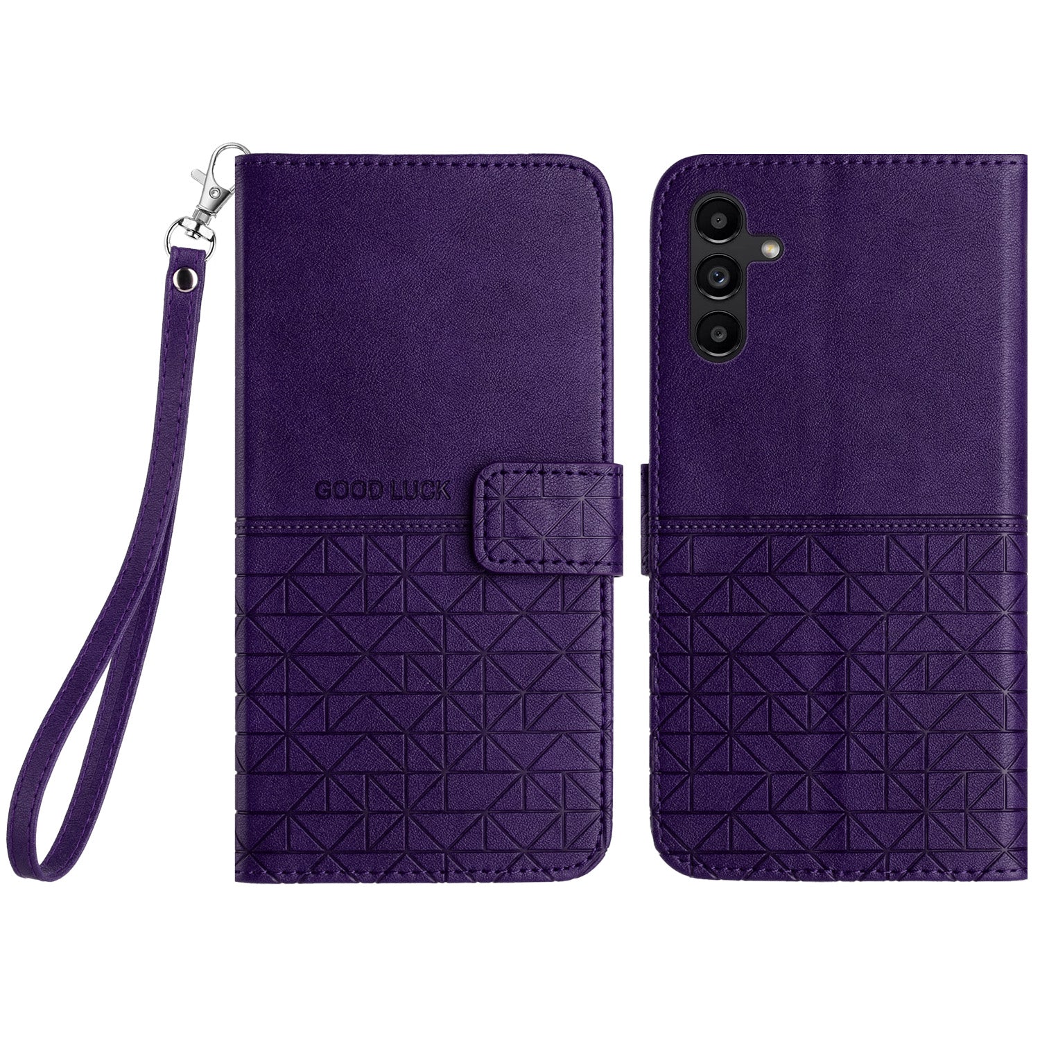 Microfiber Leather Phone Case for Samsung Galaxy A34 5G Geometric Imprinted Stand Wallet Cover