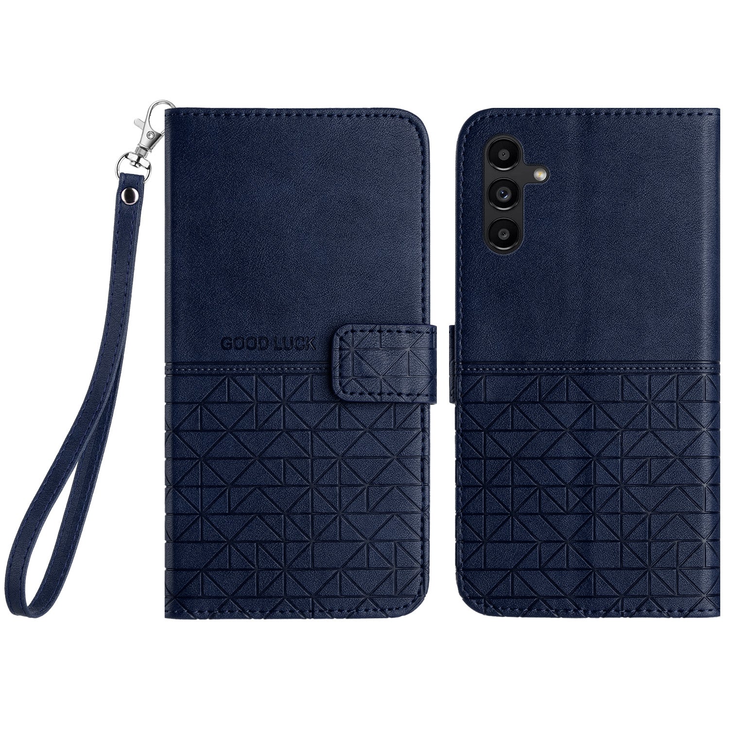 Microfiber Leather Phone Case for Samsung Galaxy A34 5G Geometric Imprinted Stand Wallet Cover