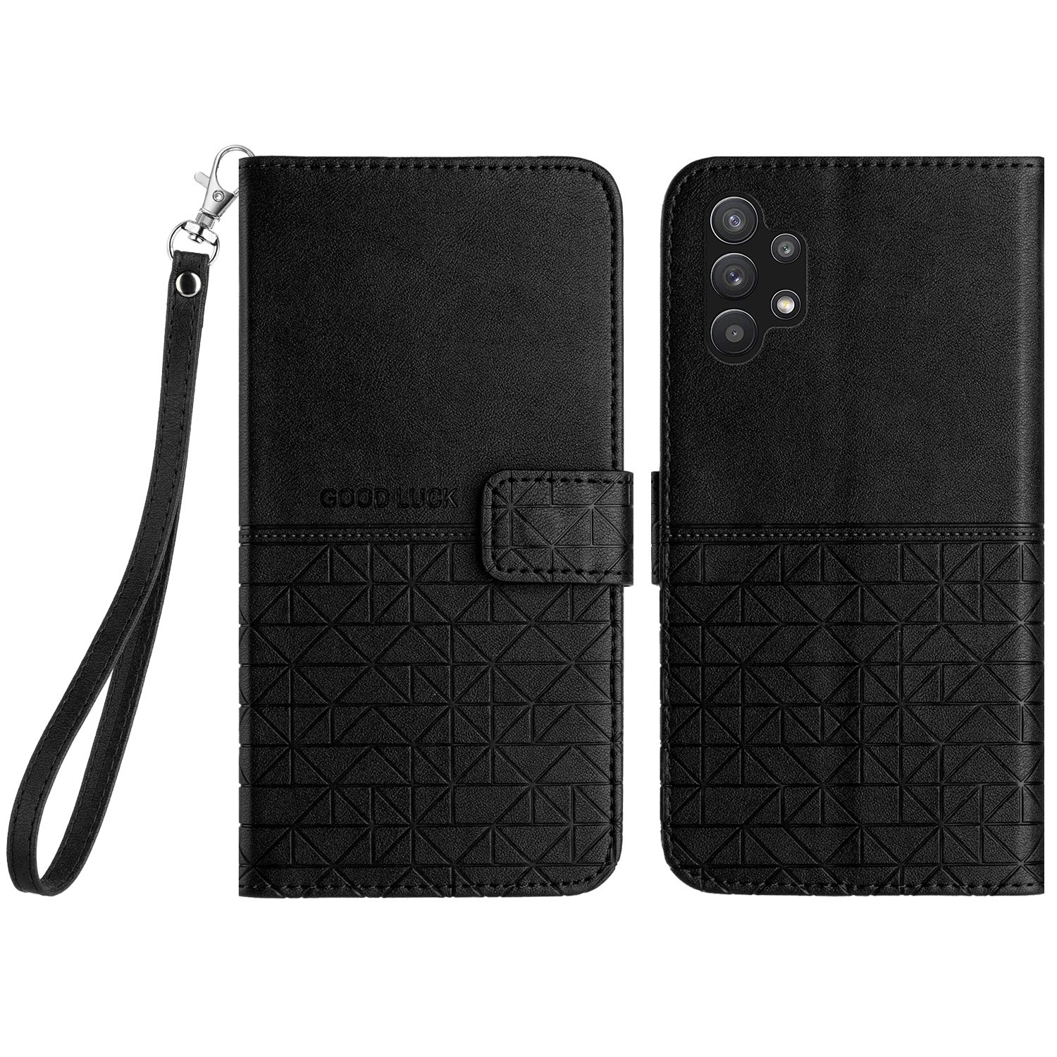 For Samsung Galaxy A32 5G M32 5G Stand Phone Cover Geometric Imprinted Microfiber Leather Wallet Case