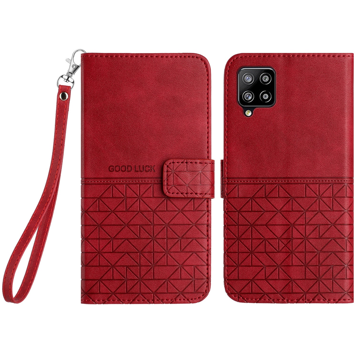 For Samsung Galaxy A42 5G Wallet Case Microfiber Leather Geometric Imprinted Phone Stand Cover