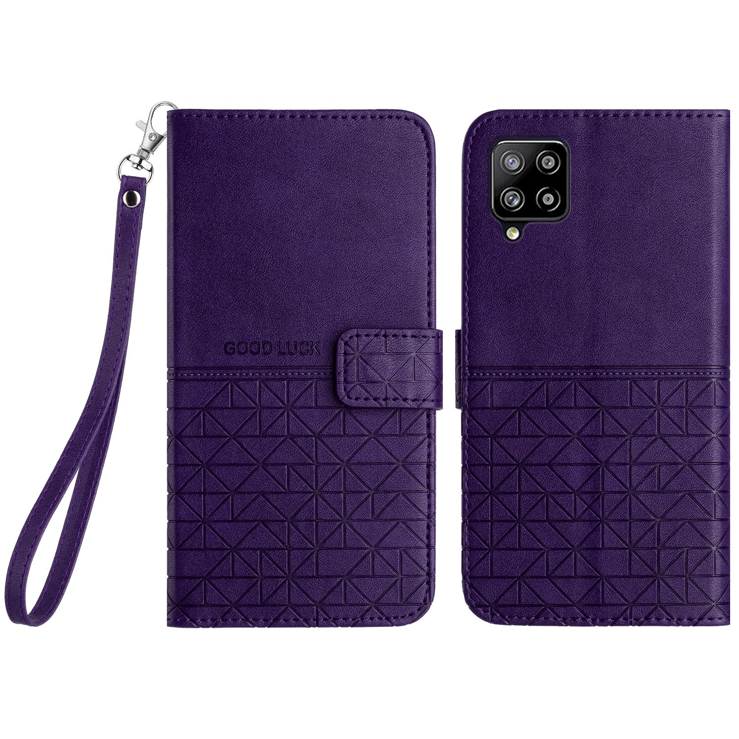 For Samsung Galaxy A42 5G Wallet Case Microfiber Leather Geometric Imprinted Phone Stand Cover