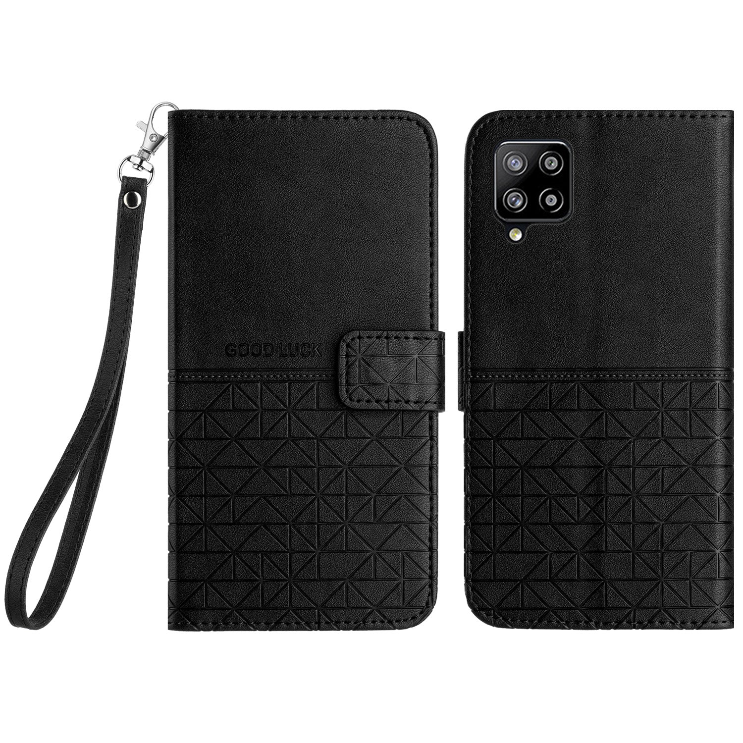 For Samsung Galaxy A42 5G Wallet Case Microfiber Leather Geometric Imprinted Phone Stand Cover
