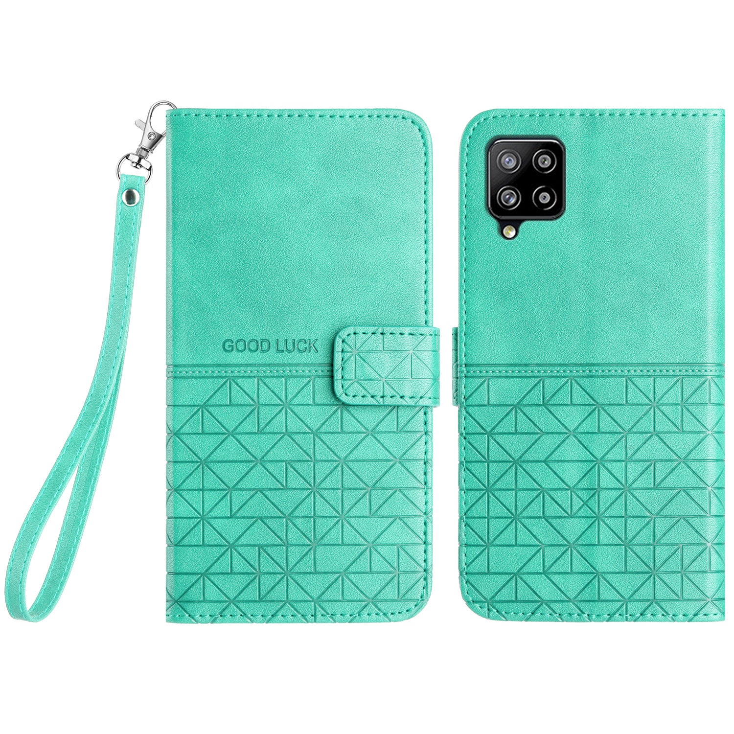 For Samsung Galaxy A42 5G Wallet Case Microfiber Leather Geometric Imprinted Phone Stand Cover