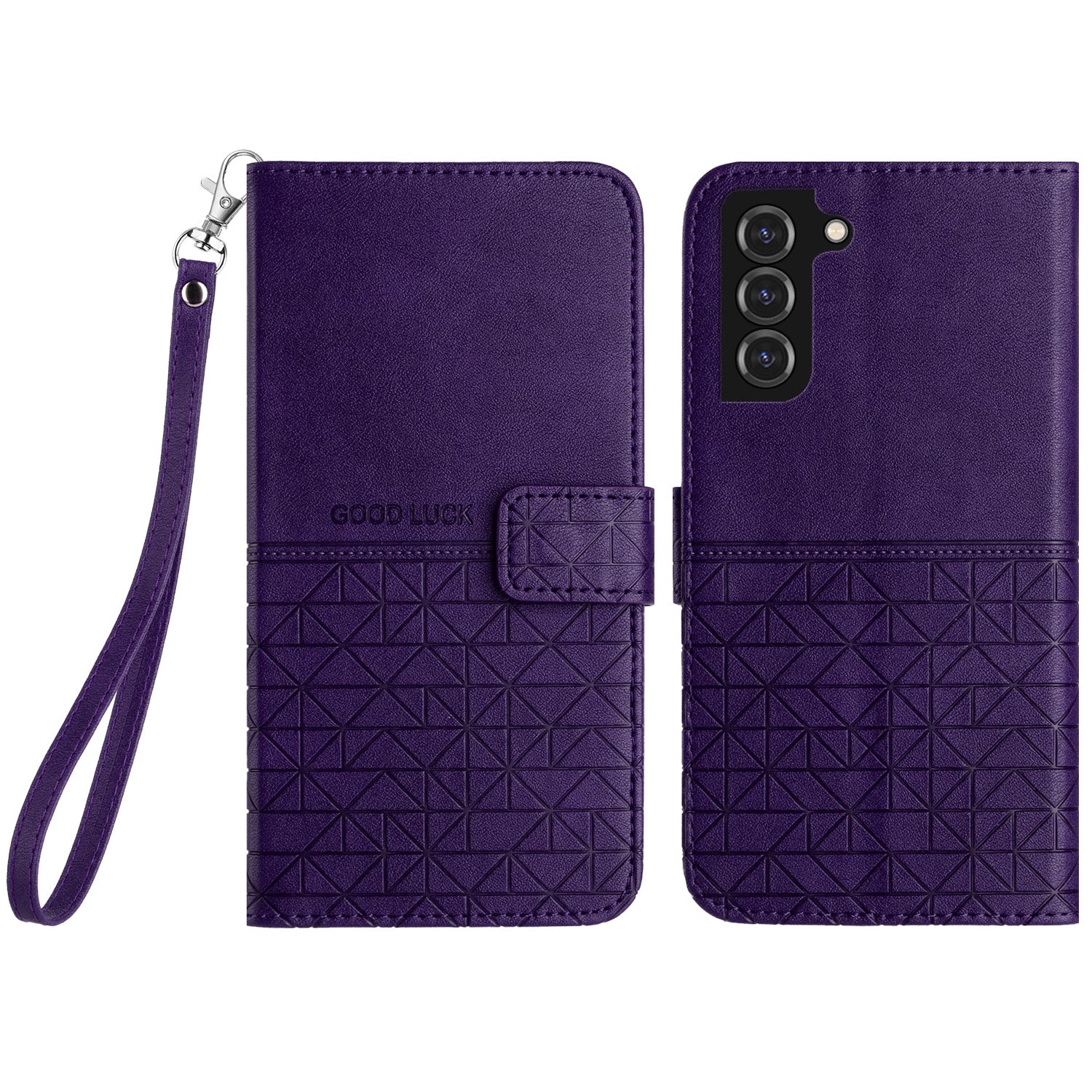 For Samsung Galaxy S22 5G Microfiber Leather Wallet Stand Case Geometric Imprinted Phone Cover