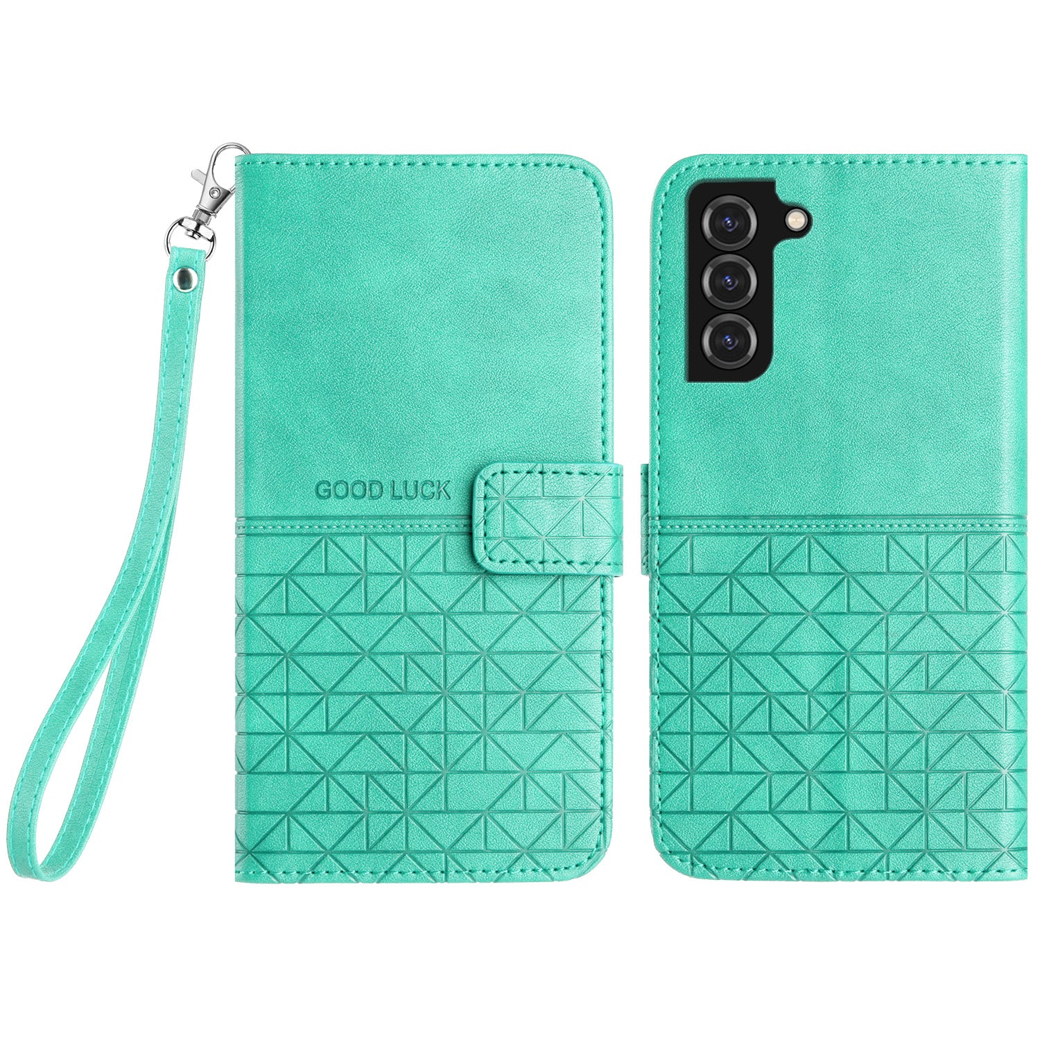 For Samsung Galaxy S22 5G Microfiber Leather Wallet Stand Case Geometric Imprinted Phone Cover