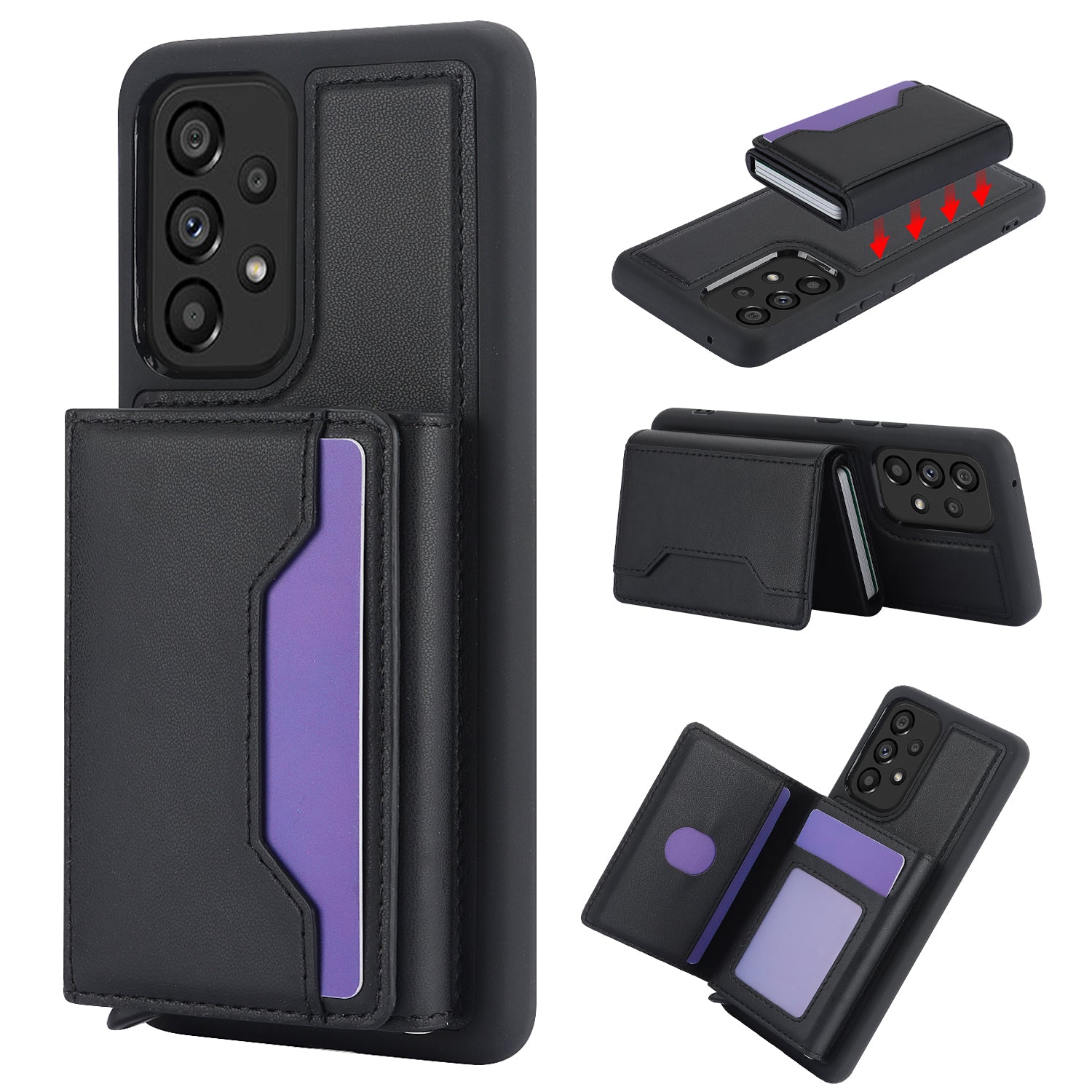 For Samsung Galaxy A53 5G Detachable Pop-Up Card Holder Phone Kickstand Case RFID Blocking Phone Cover