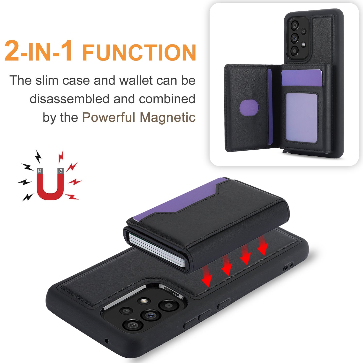 For Samsung Galaxy A53 5G Detachable Pop-Up Card Holder Phone Kickstand Case RFID Blocking Phone Cover