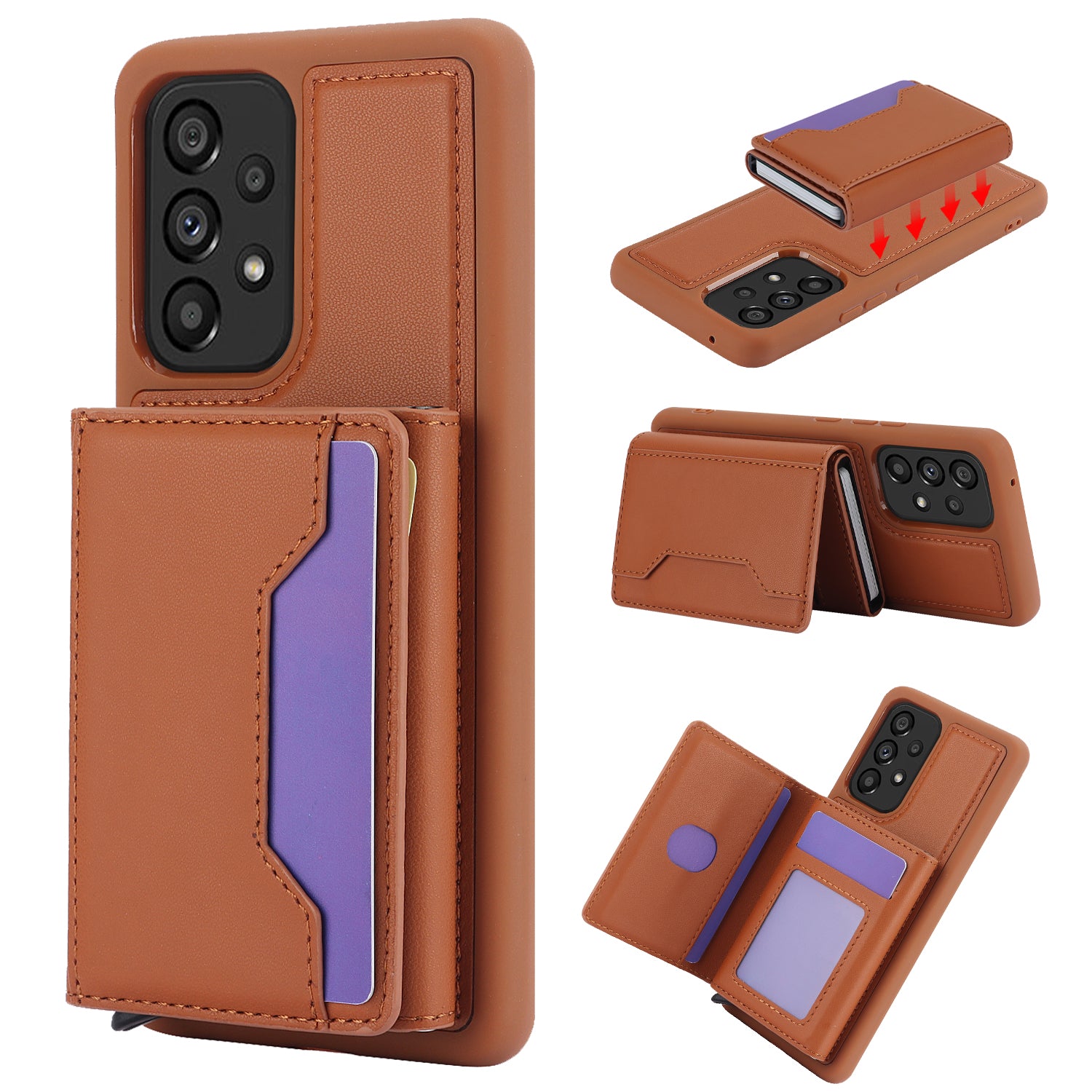 For Samsung Galaxy A53 5G Detachable Pop-Up Card Holder Phone Kickstand Case RFID Blocking Phone Cover