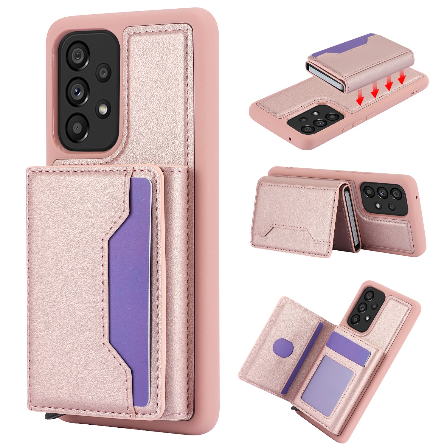 For Samsung Galaxy A53 5G Detachable Pop-Up Card Holder Phone Kickstand Case RFID Blocking Phone Cover