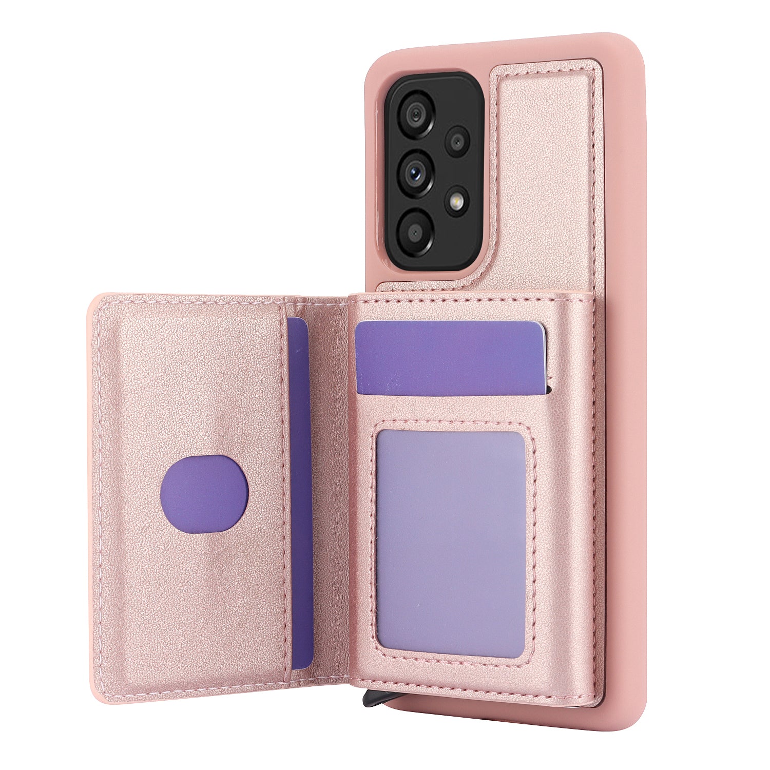 For Samsung Galaxy A53 5G Detachable Pop-Up Card Holder Phone Kickstand Case RFID Blocking Phone Cover