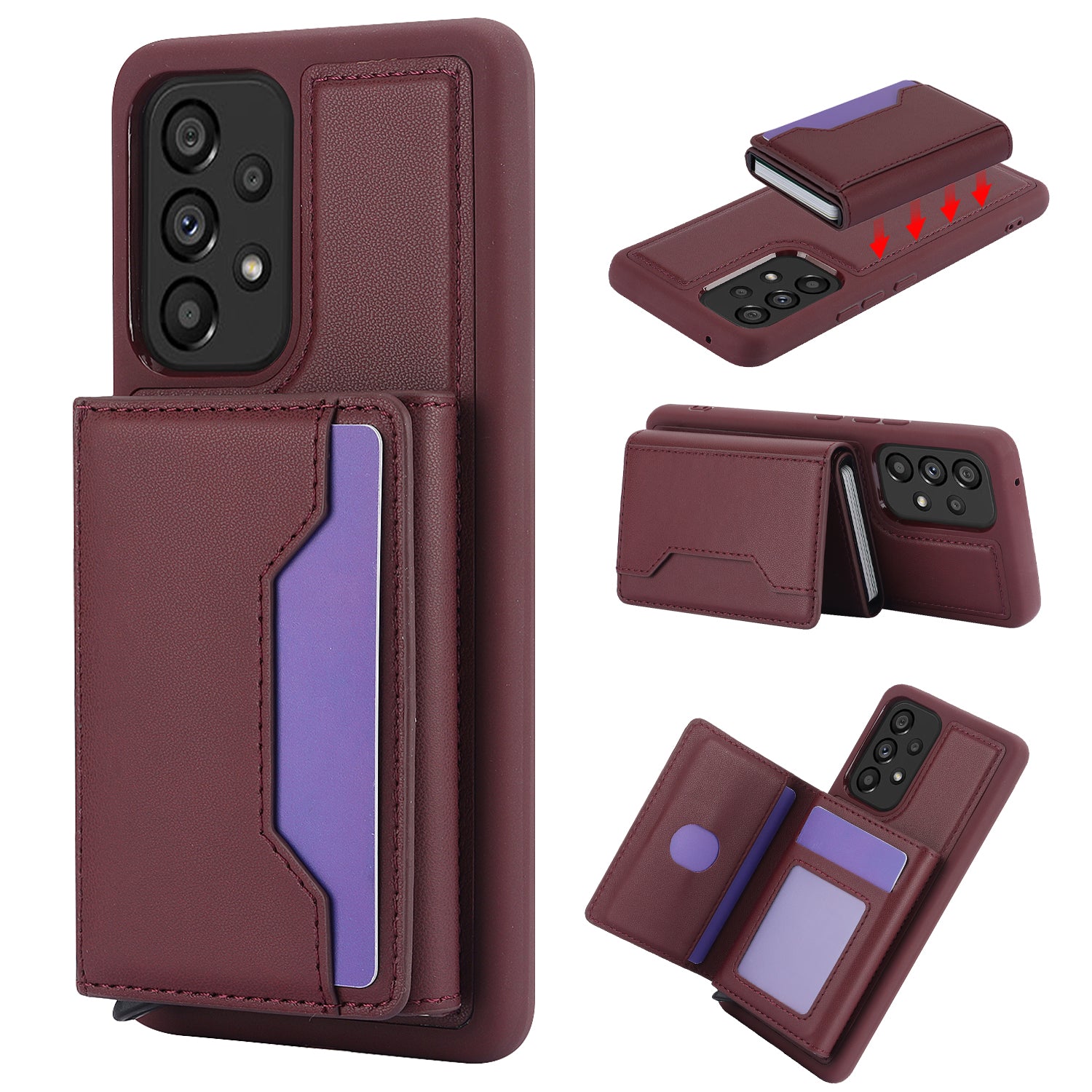 For Samsung Galaxy A53 5G Detachable Pop-Up Card Holder Phone Kickstand Case RFID Blocking Phone Cover