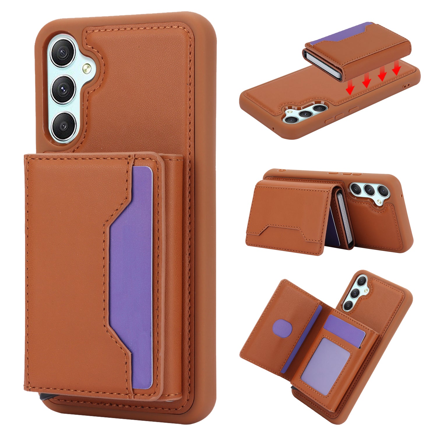 RFID Blocking Phone Case for Samsung Galaxy A54 5G Kickstand Cover with Detachable Pop-Up Card Holder