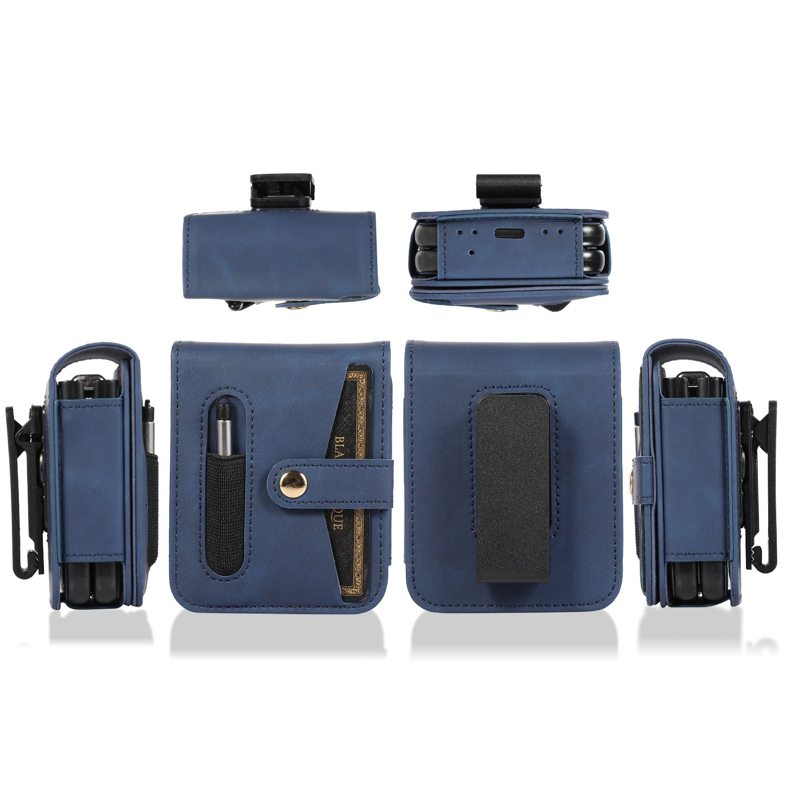 PC PU Leather Phone Case For Samsung Galaxy Z Flip5 5G Folding Phone Cover Card Holder with Stylus