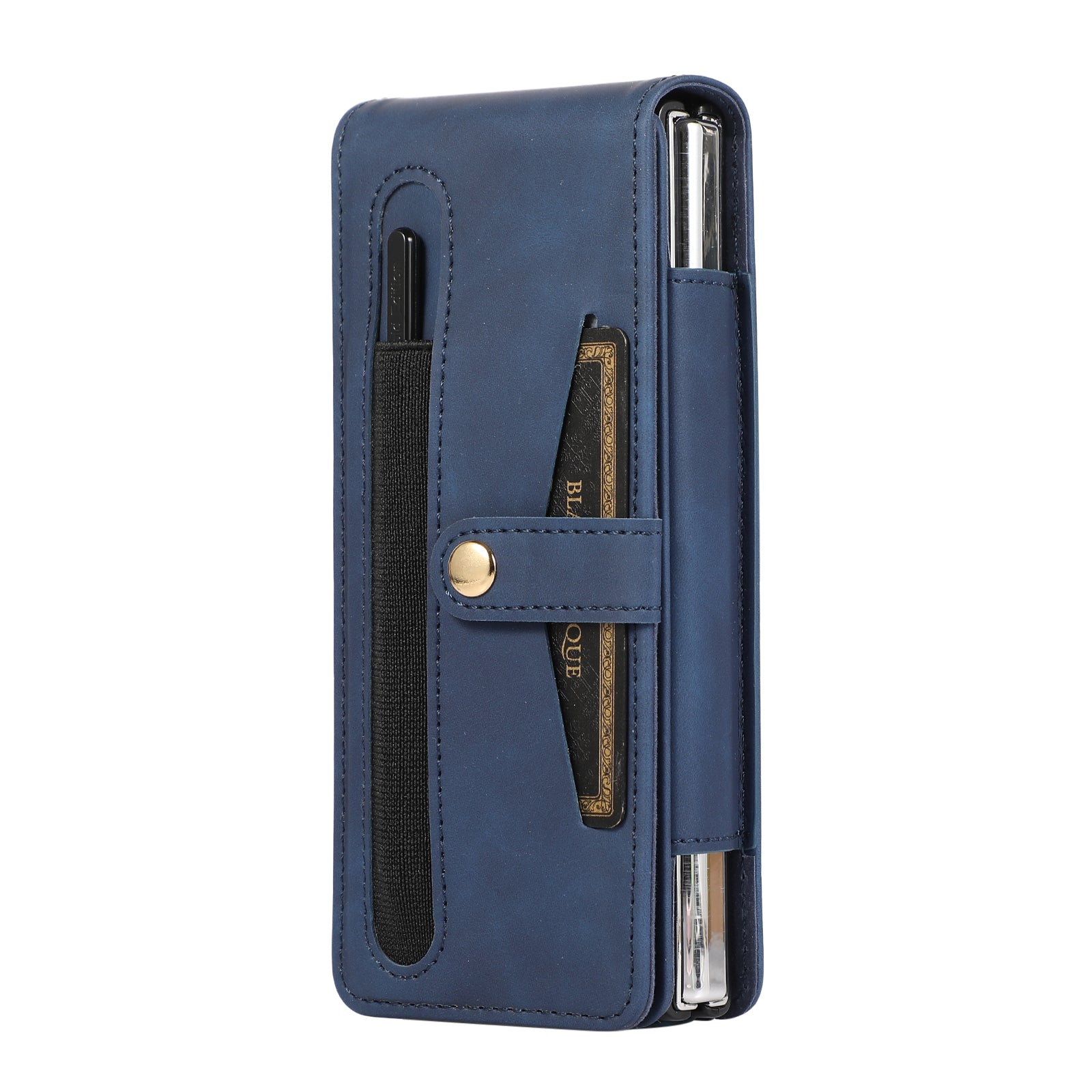 For Samsung Galaxy Z Fold2 5G Full Protection PC PU Leather Phone Case Card Slot Glass Film Cover Shell with Stylus