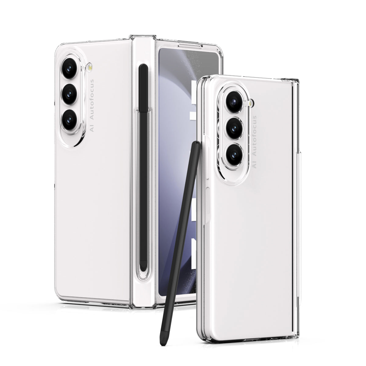 For Samsung Galaxy Z Fold5 5G PC Phone Case Anti-drop Cover with Tempered Glass Screen Film and Stylus
