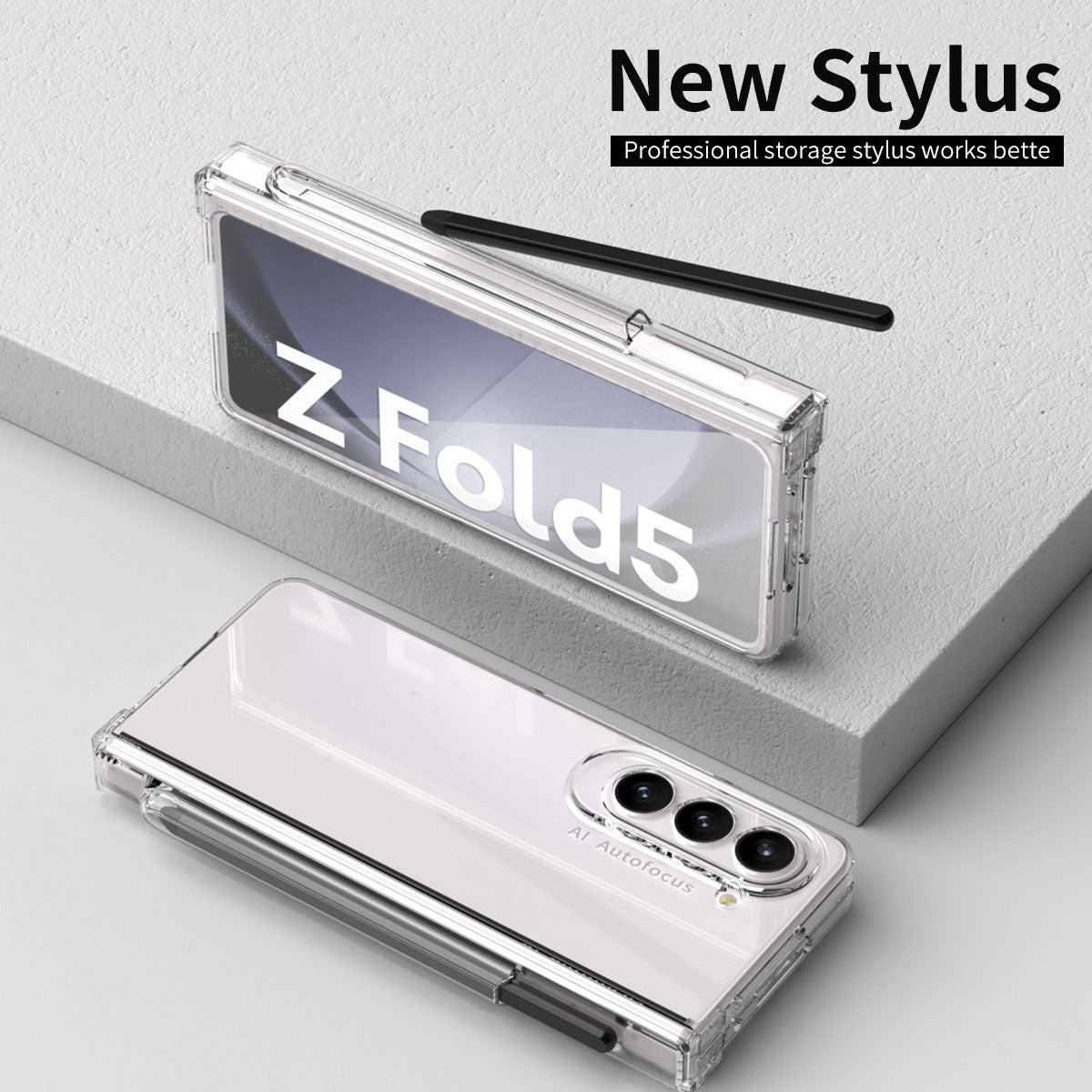 For Samsung Galaxy Z Fold5 5G PC Phone Case Anti-drop Cover with Tempered Glass Screen Film and Stylus
