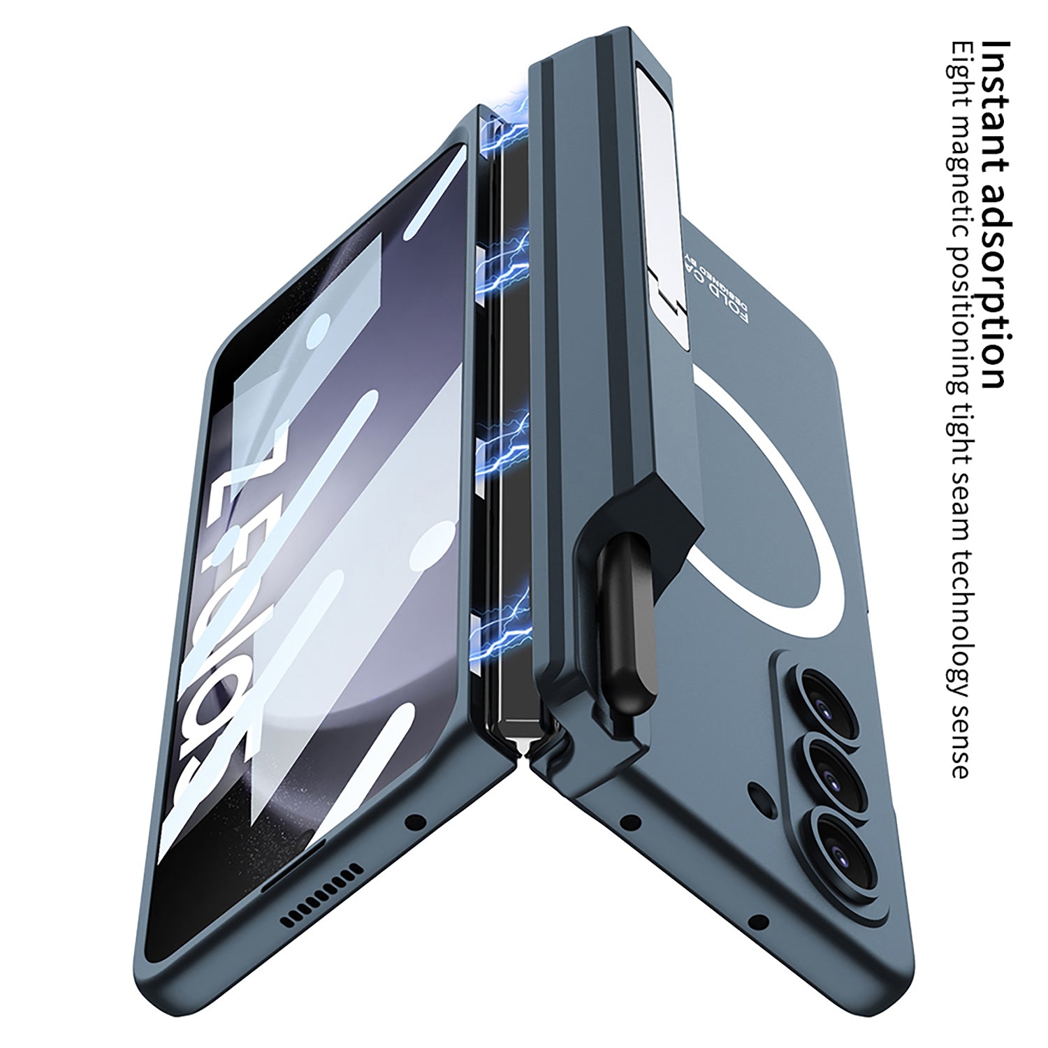 GKK For Samsung Galaxy Z Fold5 5G Case Pen Holder Magnetic PC Phone Cover with Front Screen Film