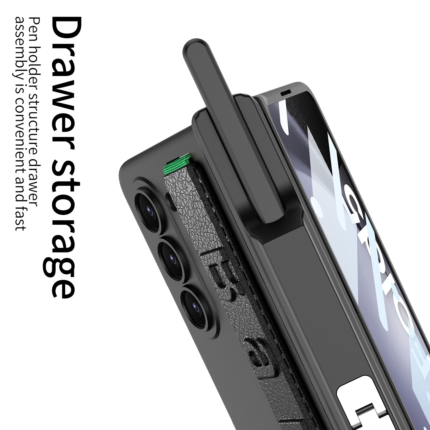 GKK For Samsung Galaxy Z Fold5 5G Case Pen Holder Wrist Strap PC Phone Cover with Front Screen Film