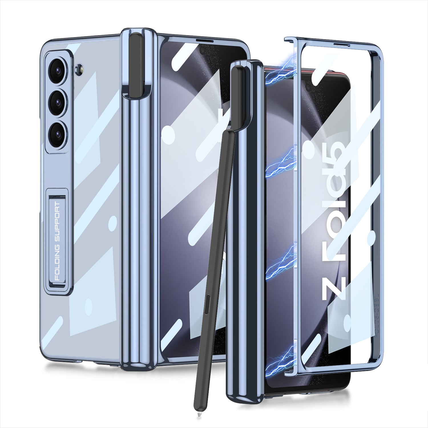 GKK For Samsung Galaxy Z Fold5 5G Cover Pen Holder Adjustable Kickstand PC Phone Case with Front Screen Film