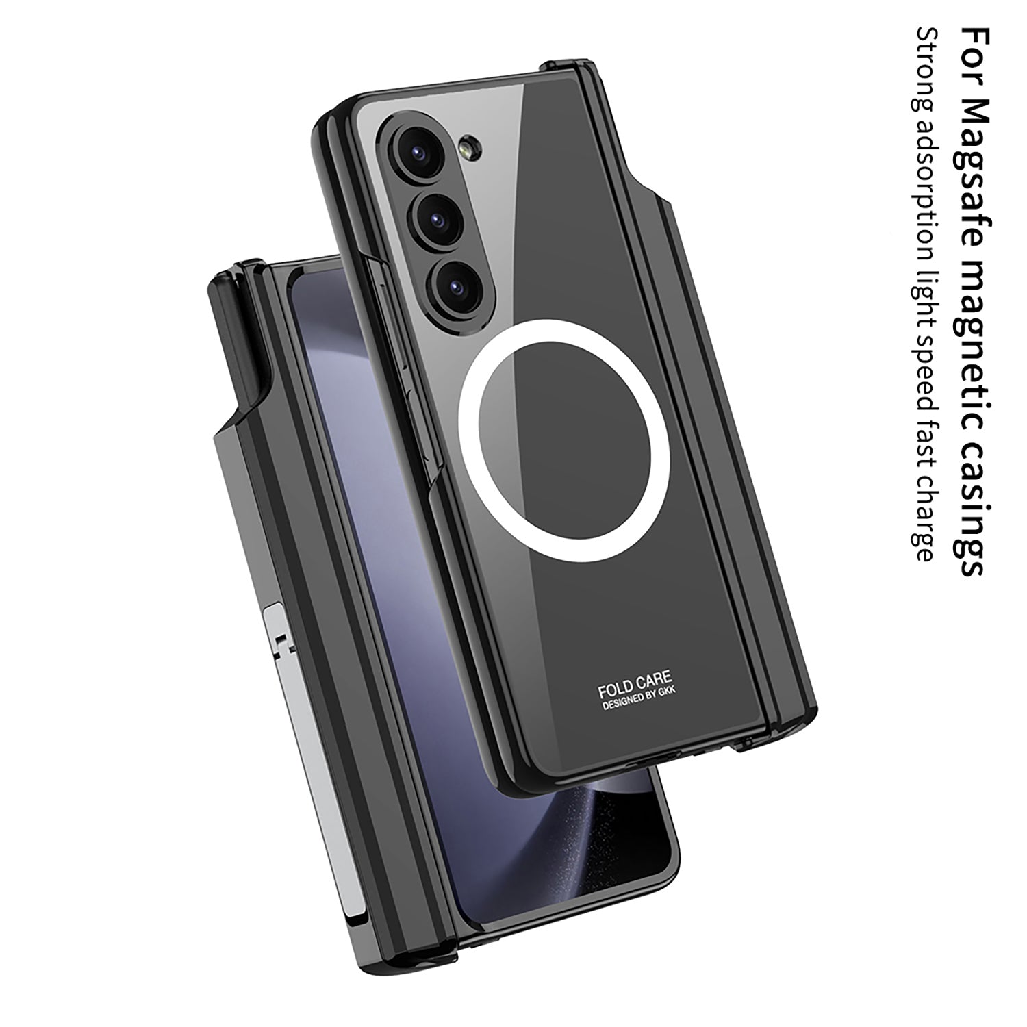 GKK For Samsung Galaxy Z Fold5 5G Case Kickstand Magnetic PC Phone Cover with Front Screen Film